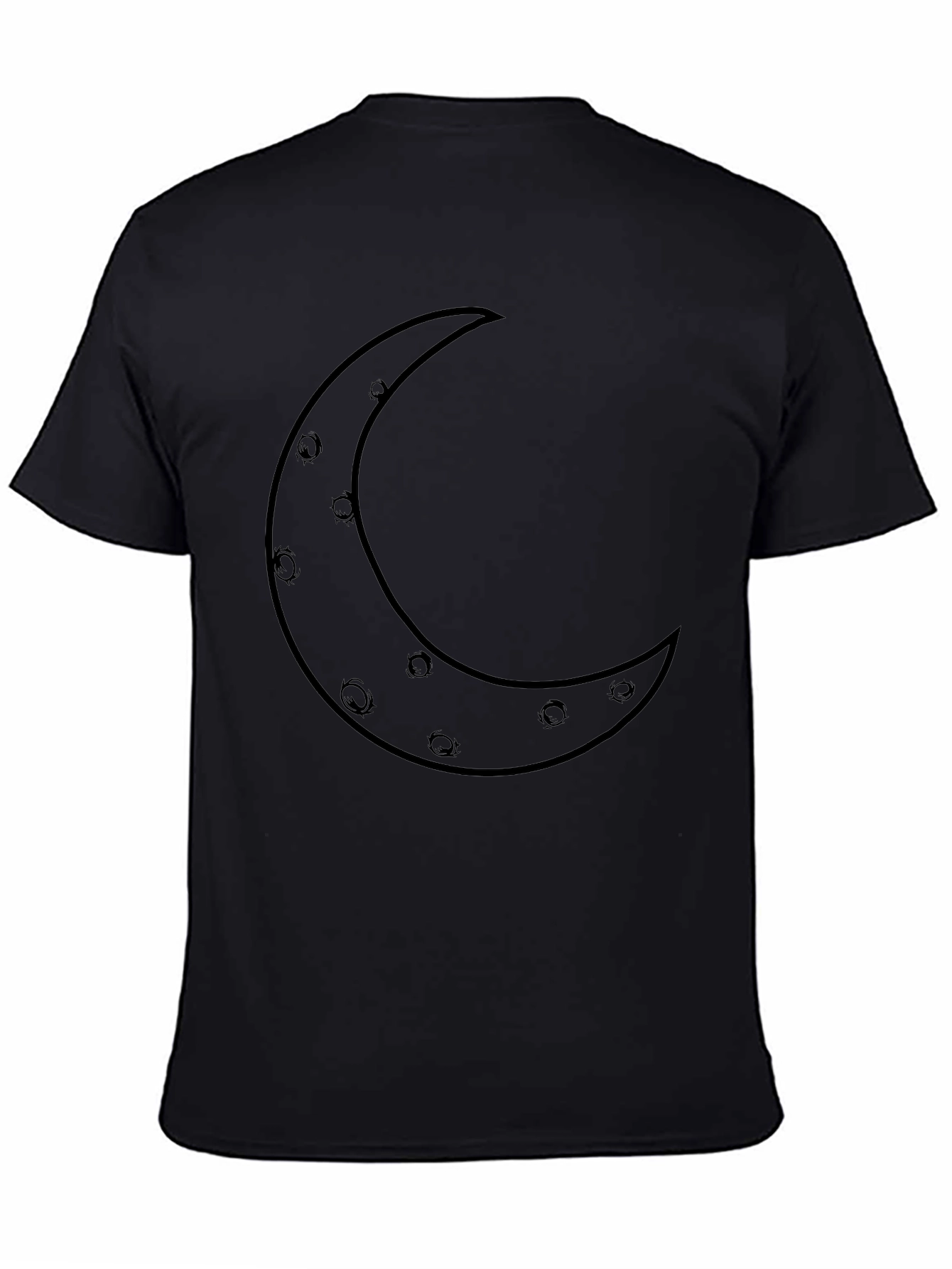 Black Crescent Moon Graphic Tee - Black Cotton Blend Shirt view 4