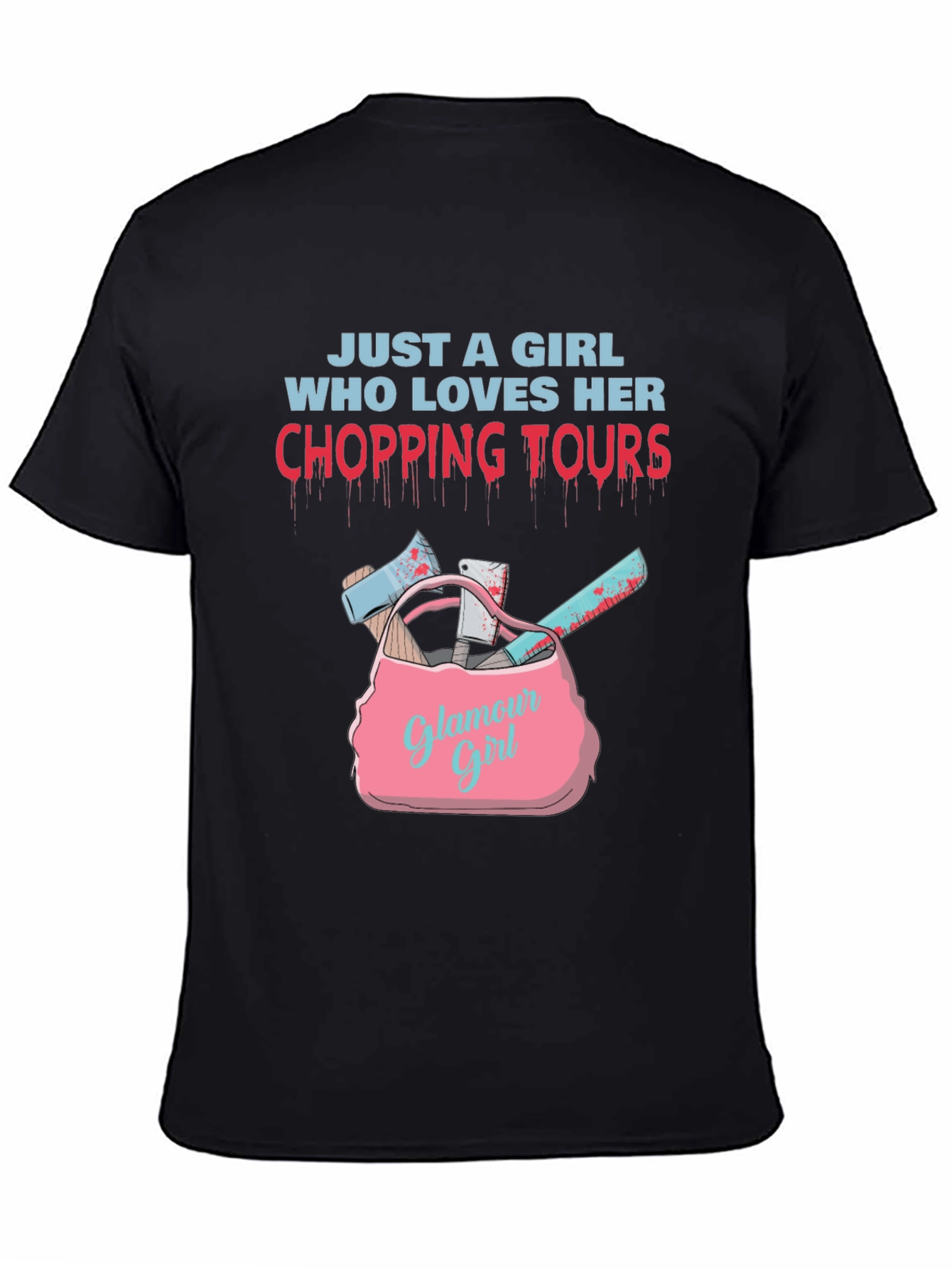 Black Chopping Tours Girl T-Shirt - Horror Glam Tee view 4
