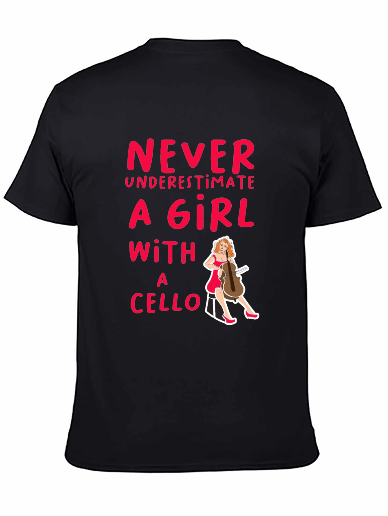 Black Never Underestimate A Girl With A Cello Black T-Shirt view 4