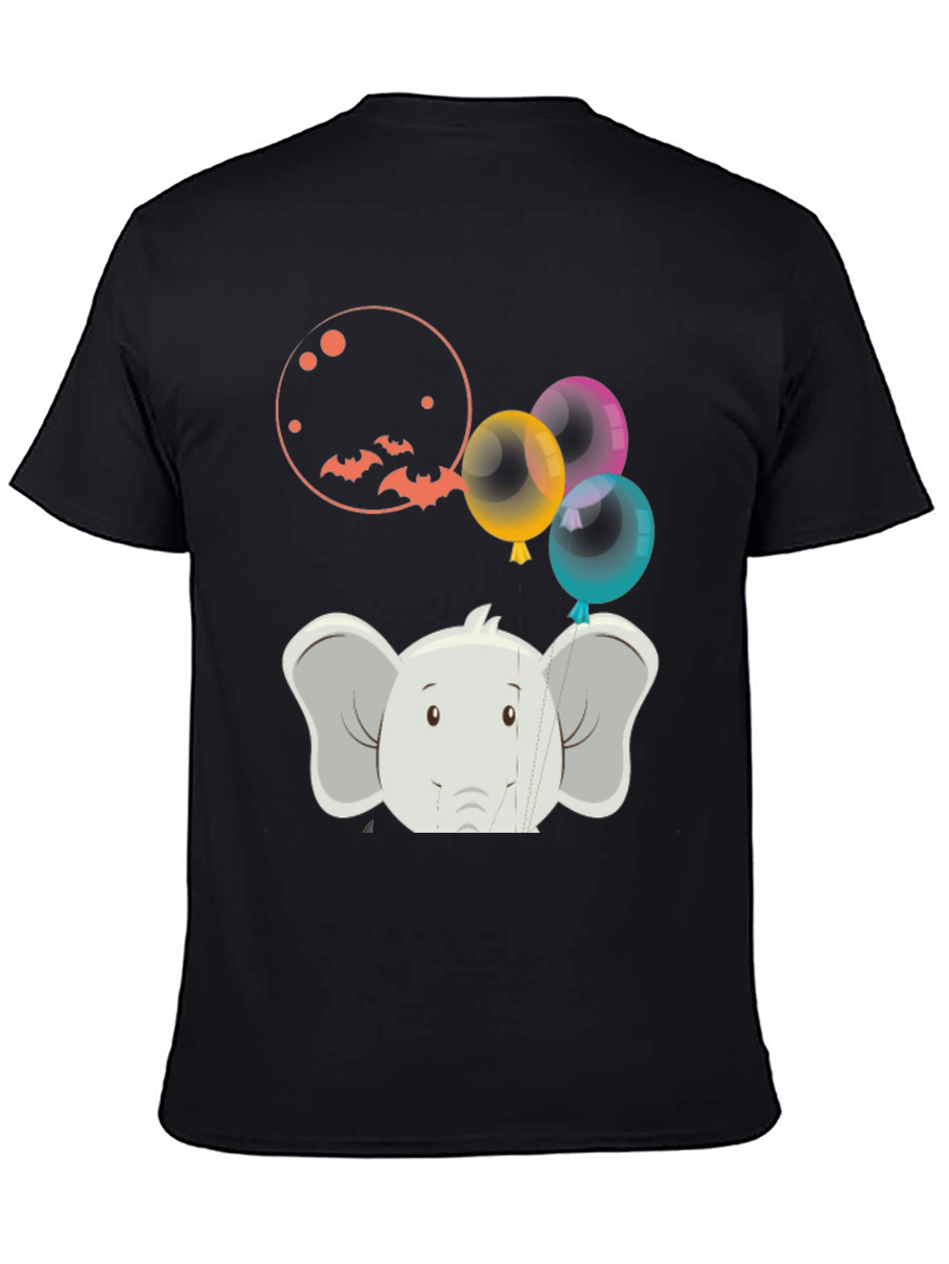 Black Elephant Balloons Graphic Tee - Fun & Unique view 4