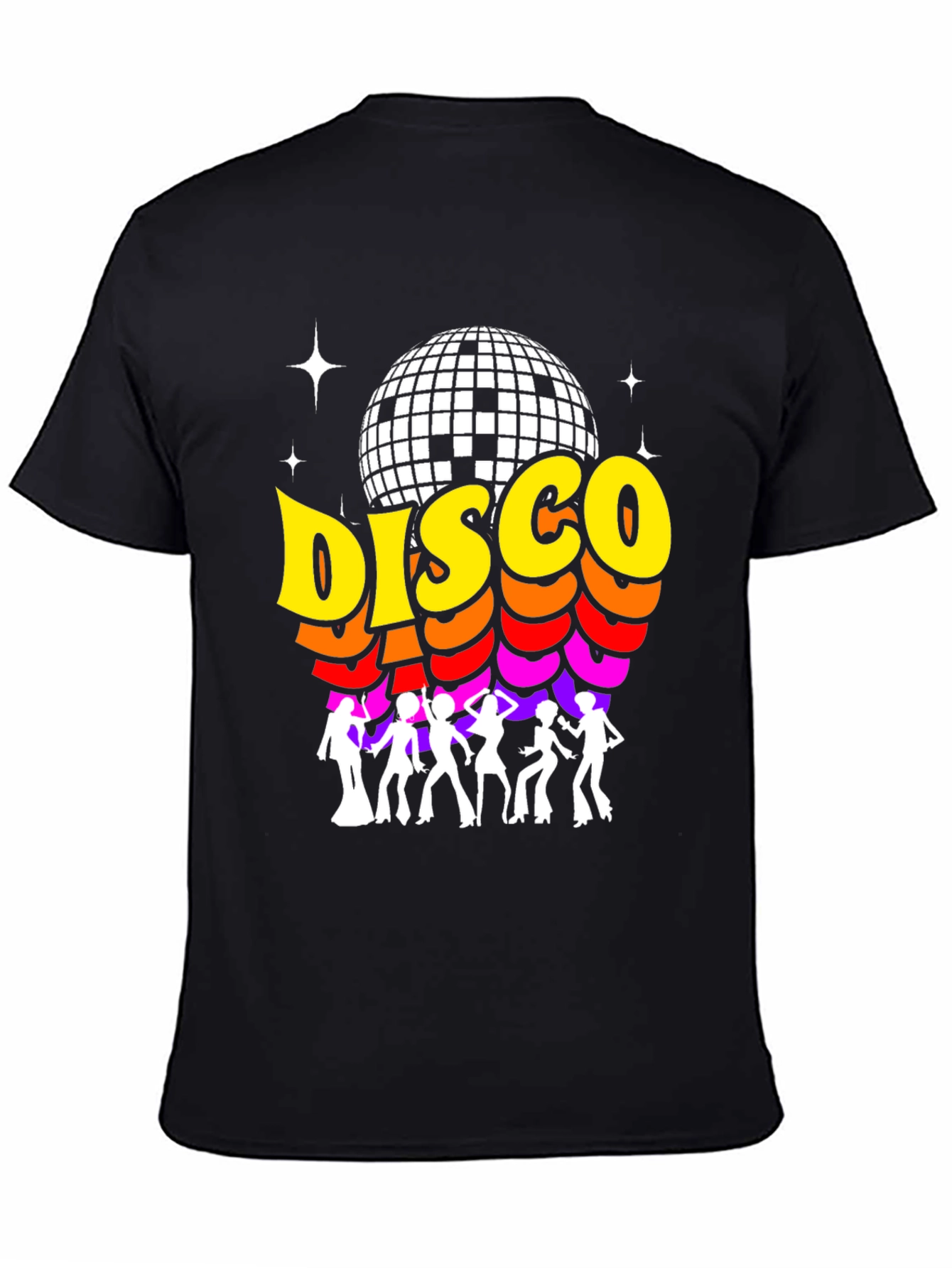 Black Retro Disco Ball Graphic Tee view 4