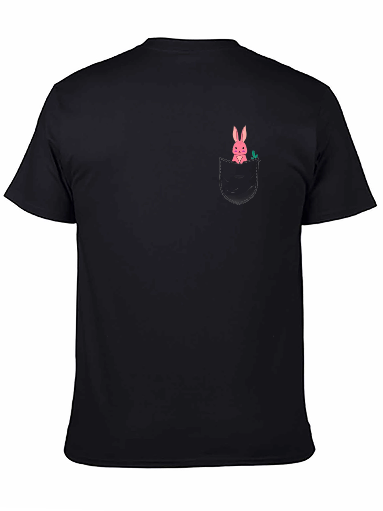 Black Black T-Shirt with Bunny Pocket Design view 4