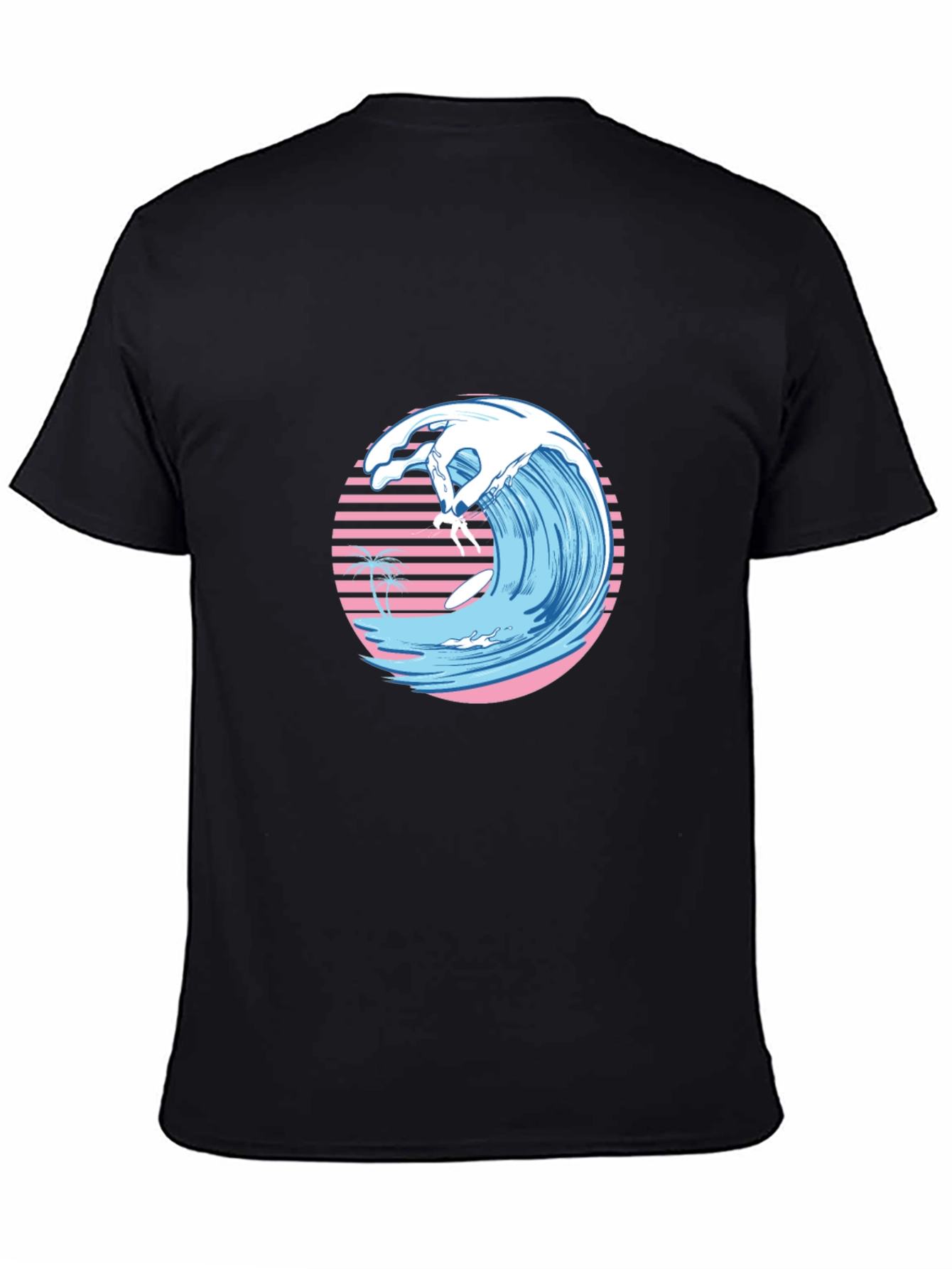 Black Retro Wave Surfer Graphic Tee view 4