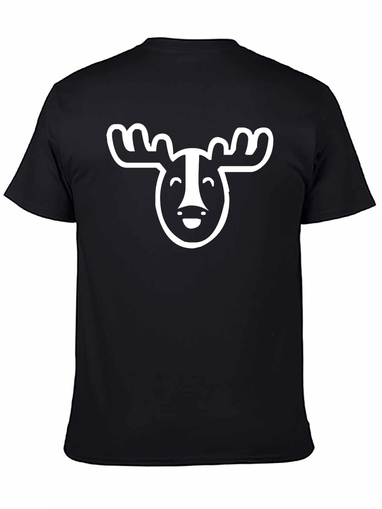 Black Funny Moose Graphic T-Shirt - Black Cotton Tee view 4