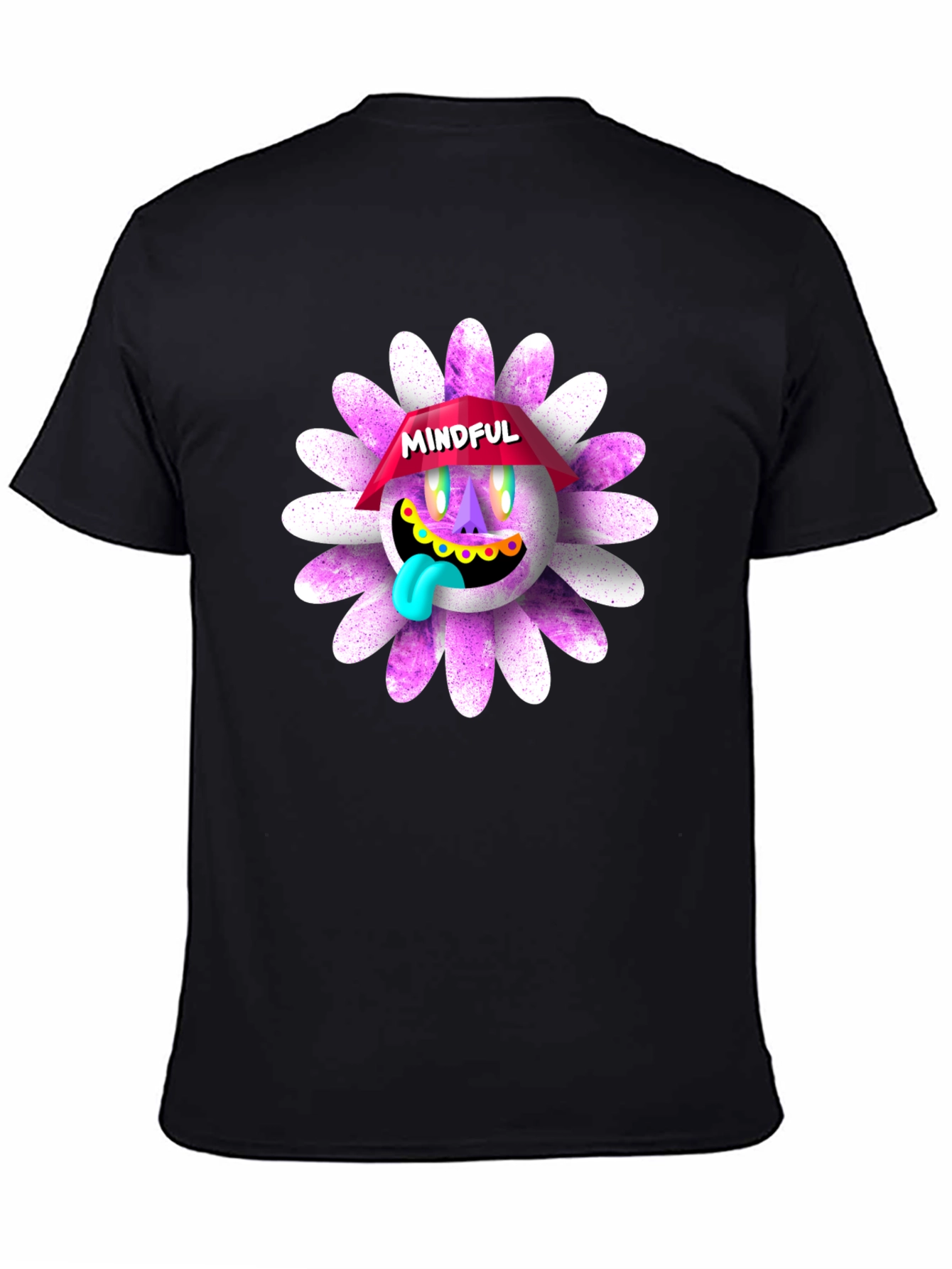 Black Mindful Graphic T-Shirt - Unique Daisy Design view 4