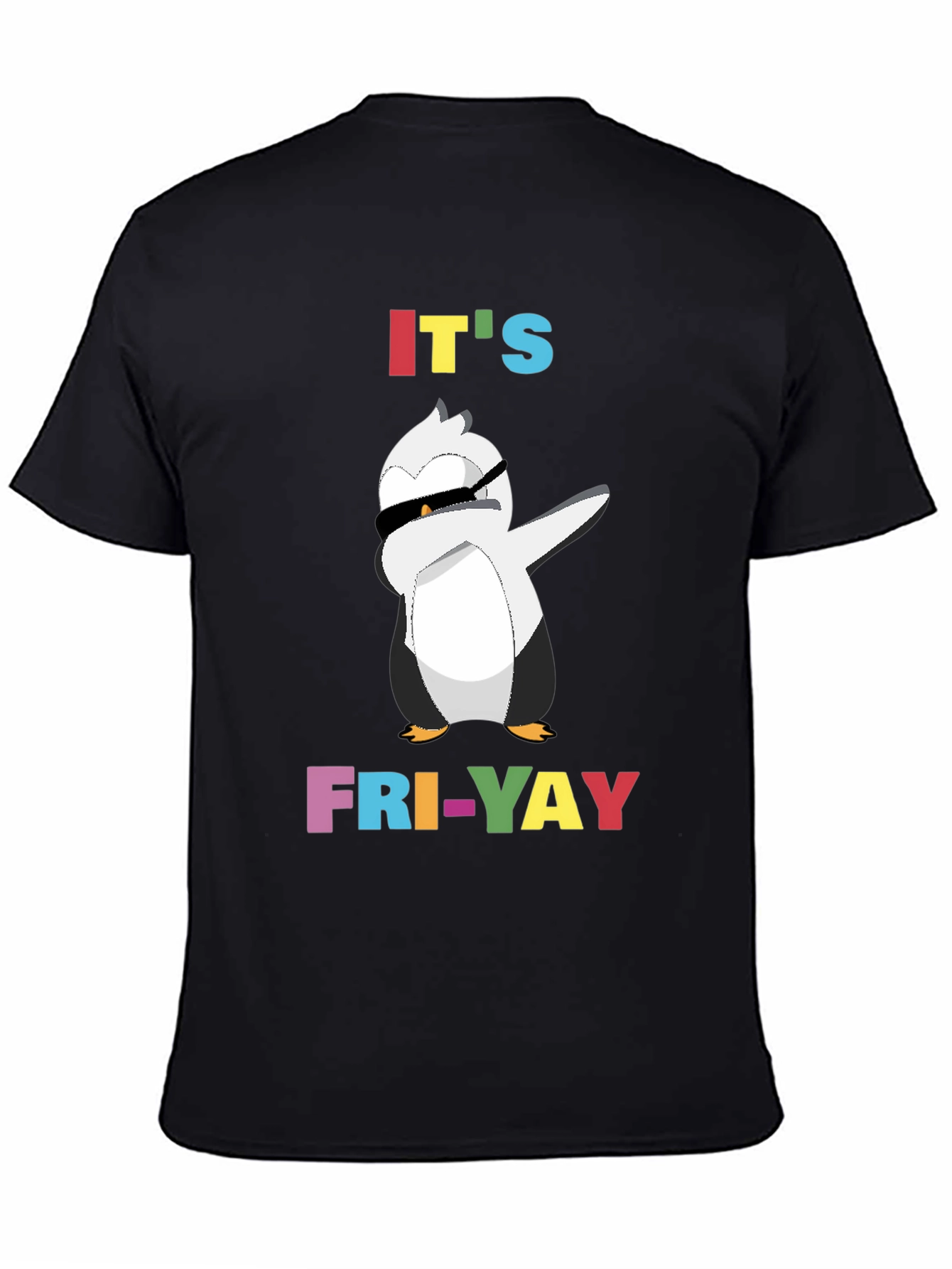 Black It's Fri-Yay Penguin Dabbing T-Shirt view 4