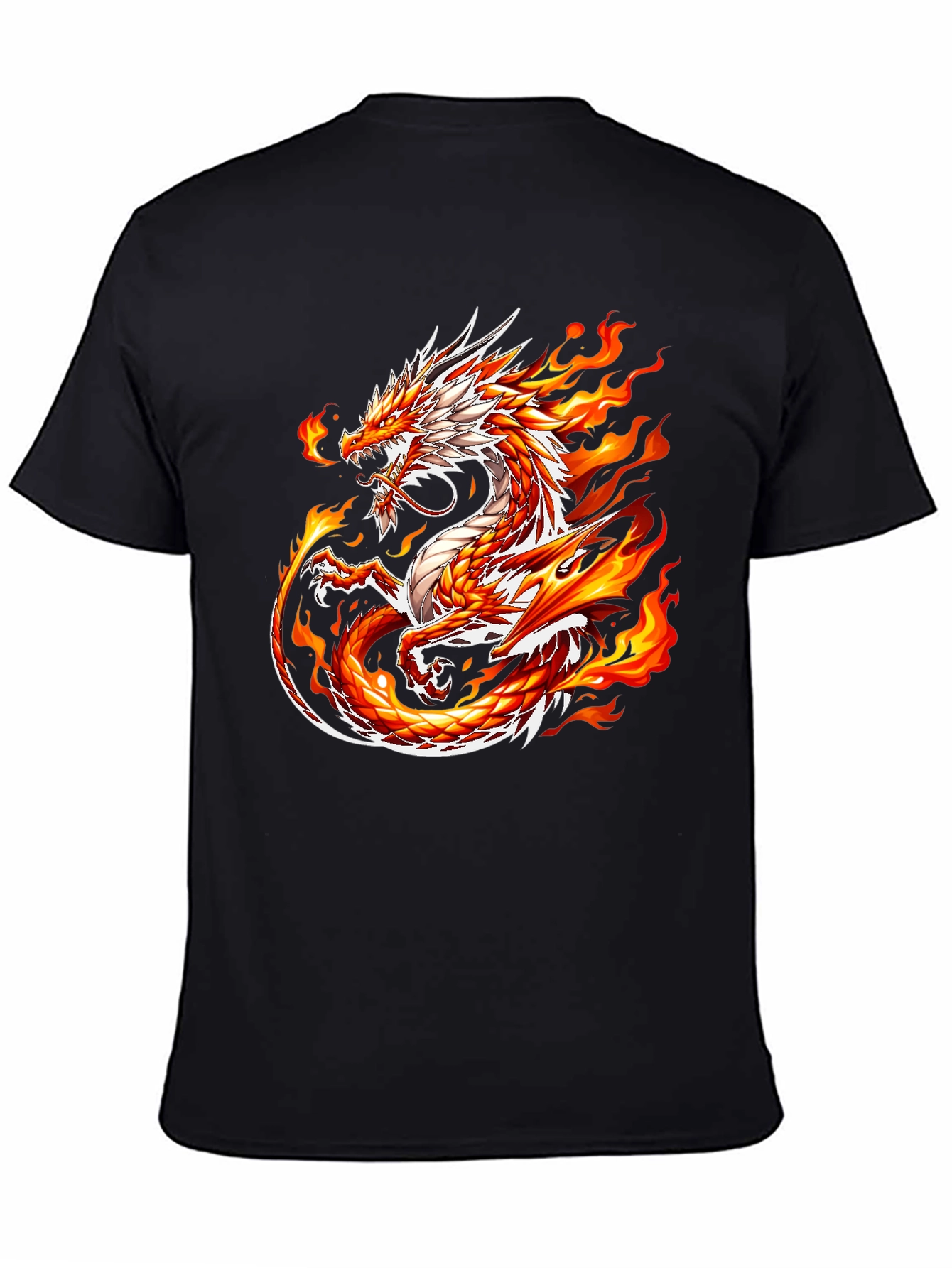 Black Fiery Dragon Graphic Tee - Men's Black T-Shirt view 4