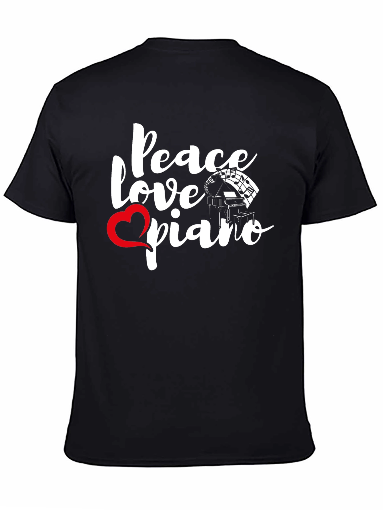 Black Peace Love Piano Graphic Tee view 4