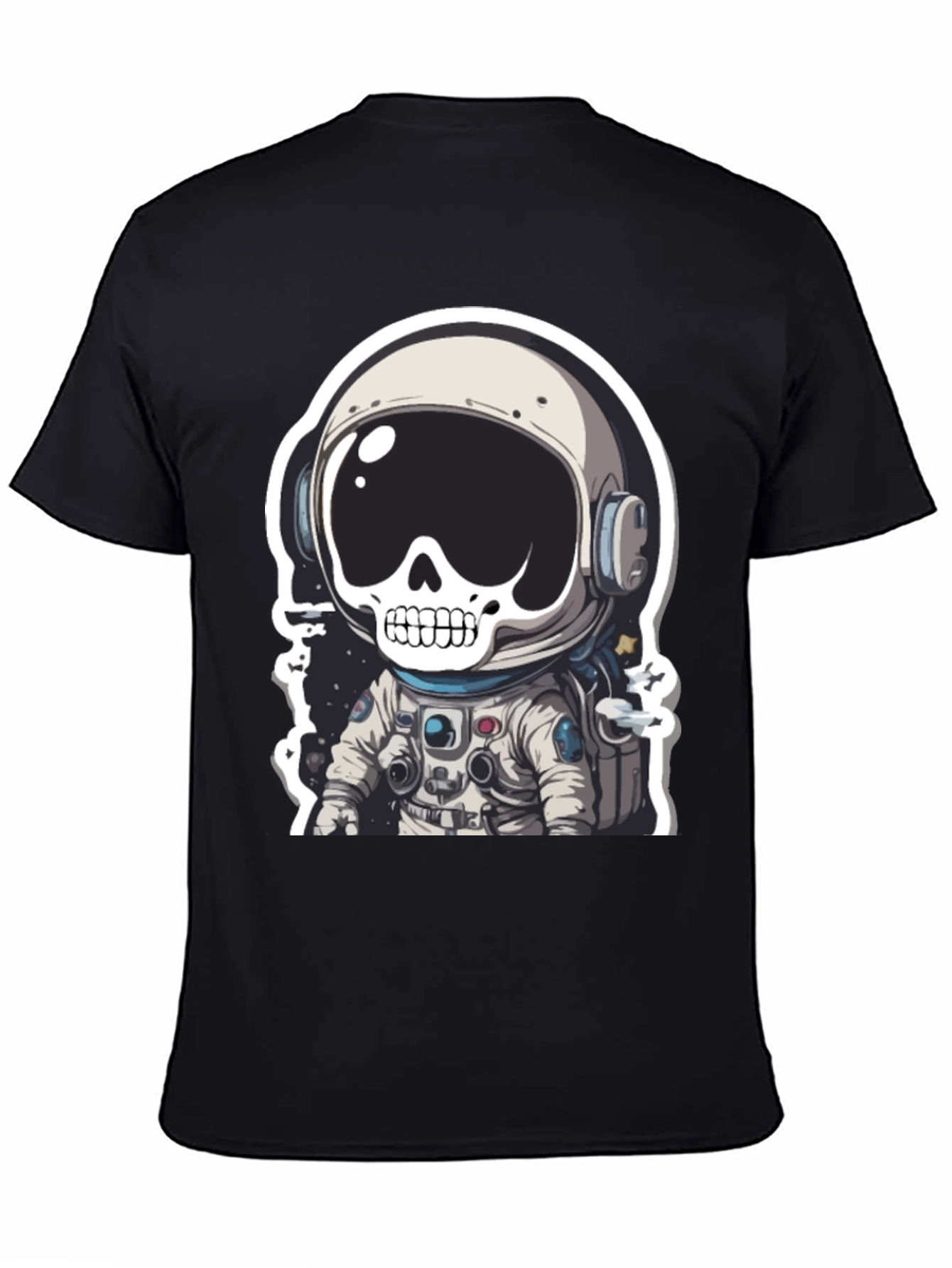 Black Skull Astronaut Graphic Tee - Men's Black T-Shirt view 4