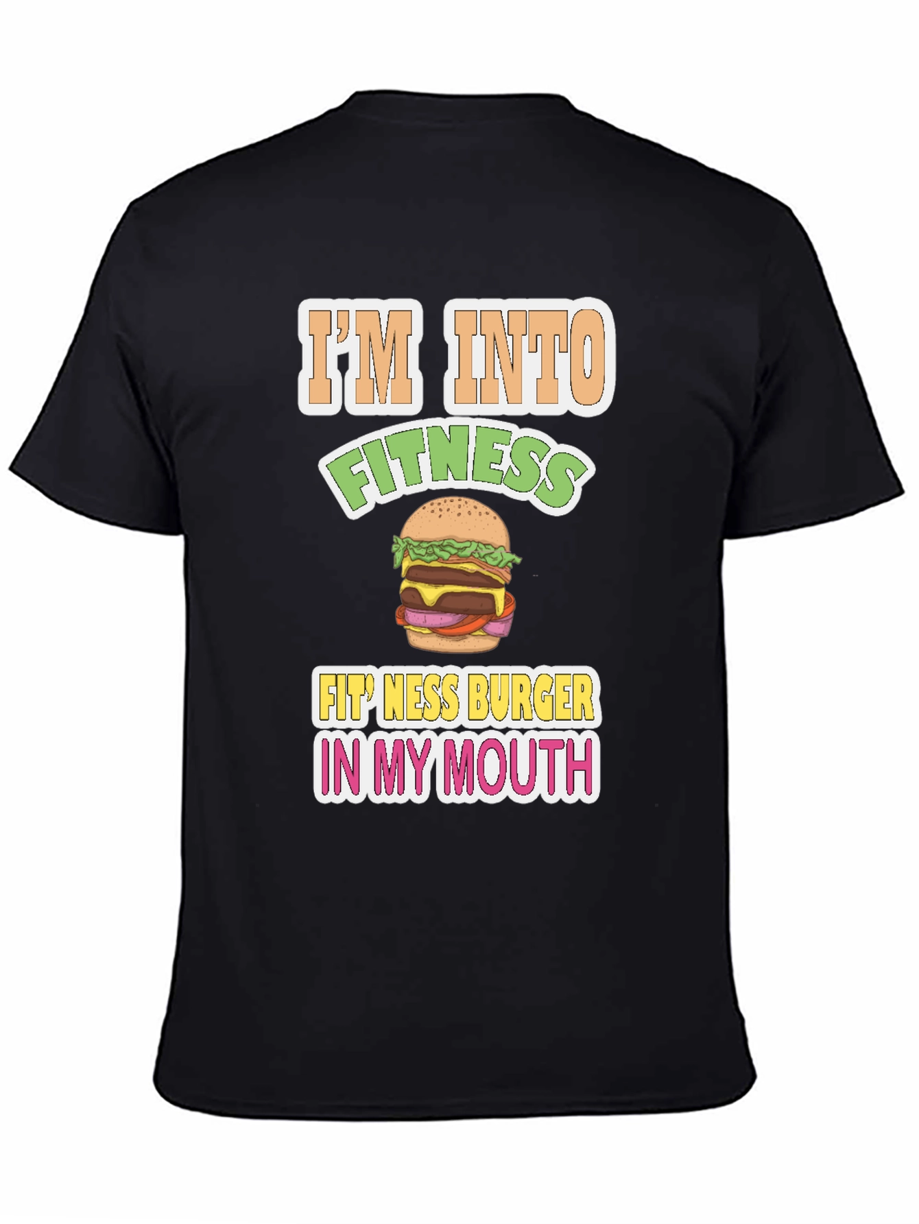 Black Funny Fitness Burger Graphic T-Shirt view 4