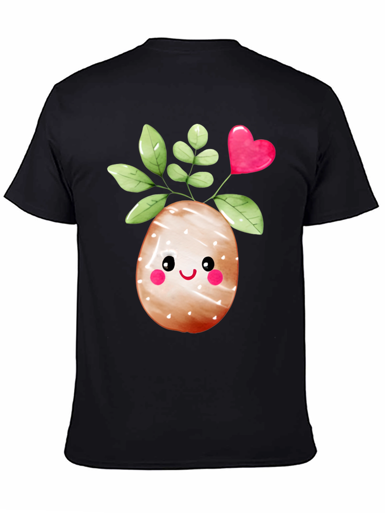 Black Cute Easter Egg Plant Graphic Tee view 4