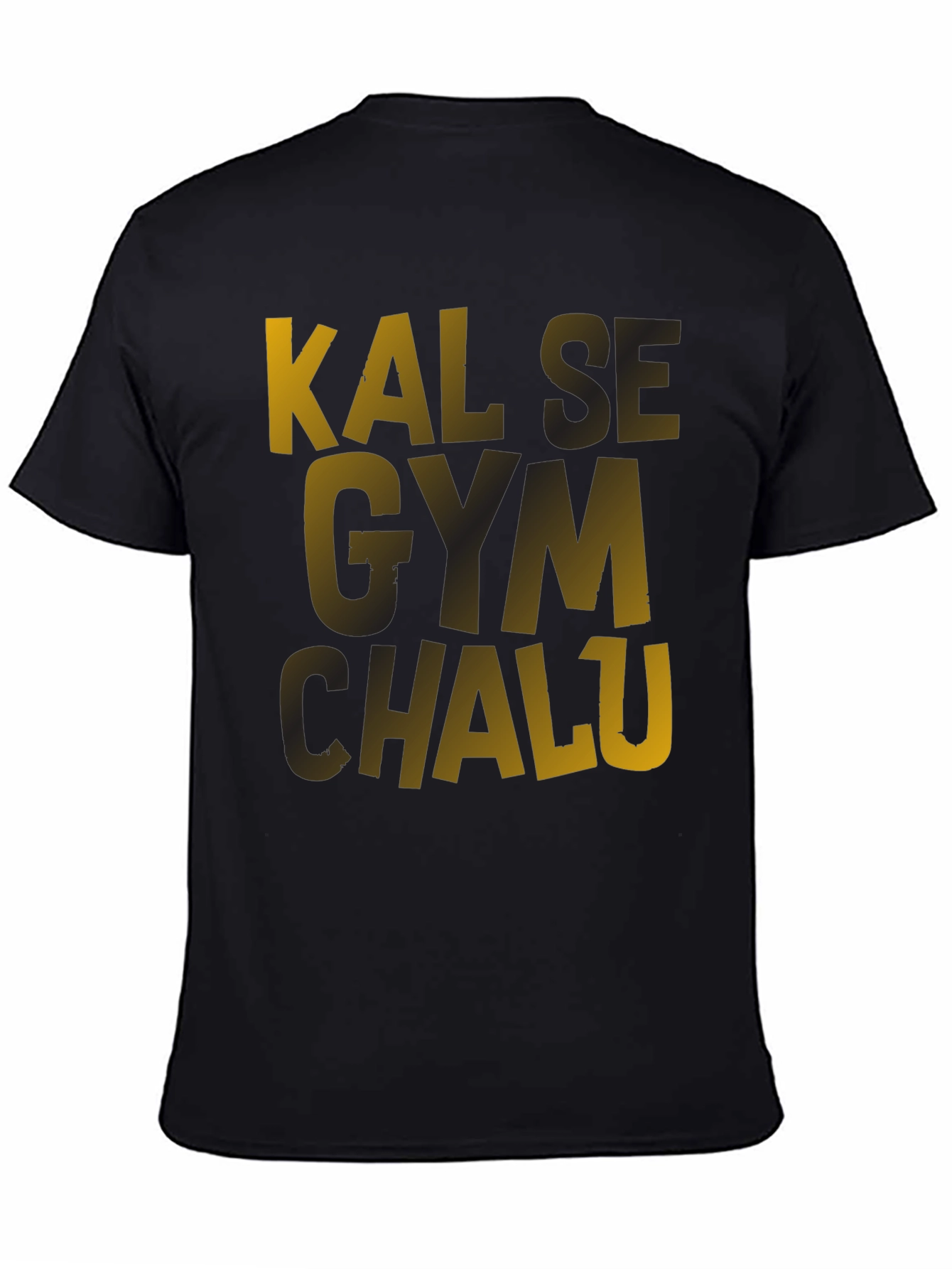 Black Kal Se Gym Chalu Men's Black T-Shirt view 4