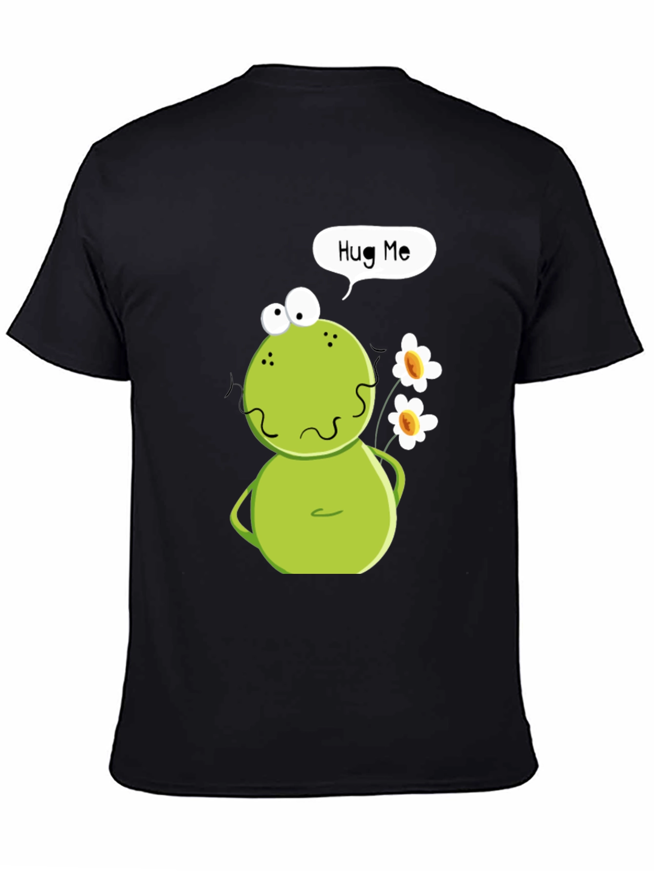 Black Funny Frog Hug Me Graphic T-Shirt view 4