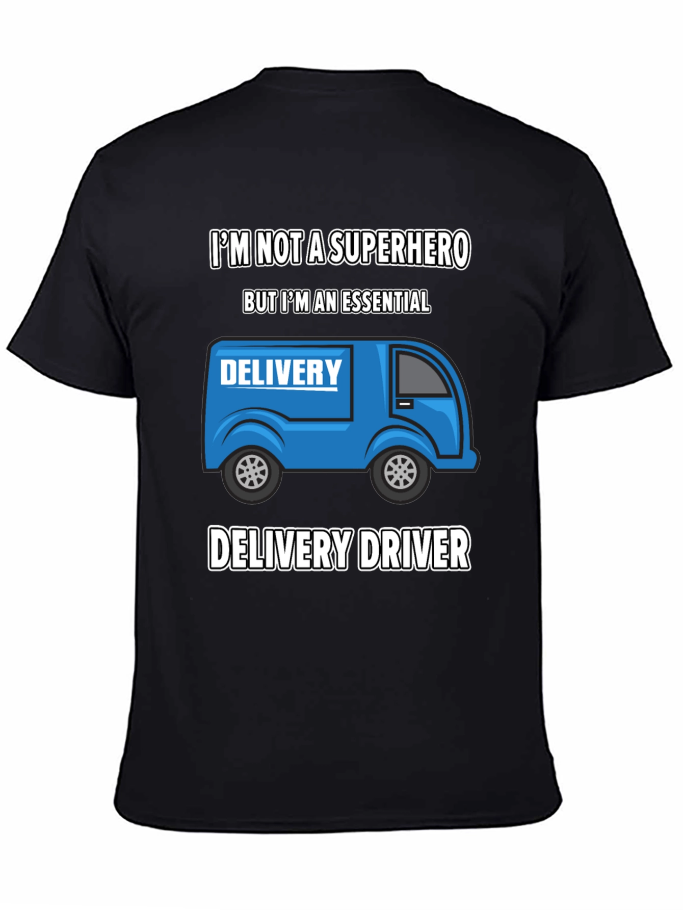 Black Essential Delivery Driver Graphic T-Shirt view 4