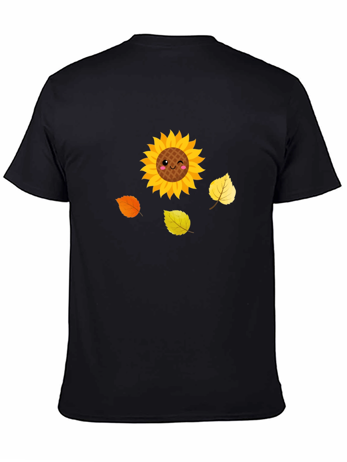 Black Cute Sunflower Graphic Tee - Black view 4