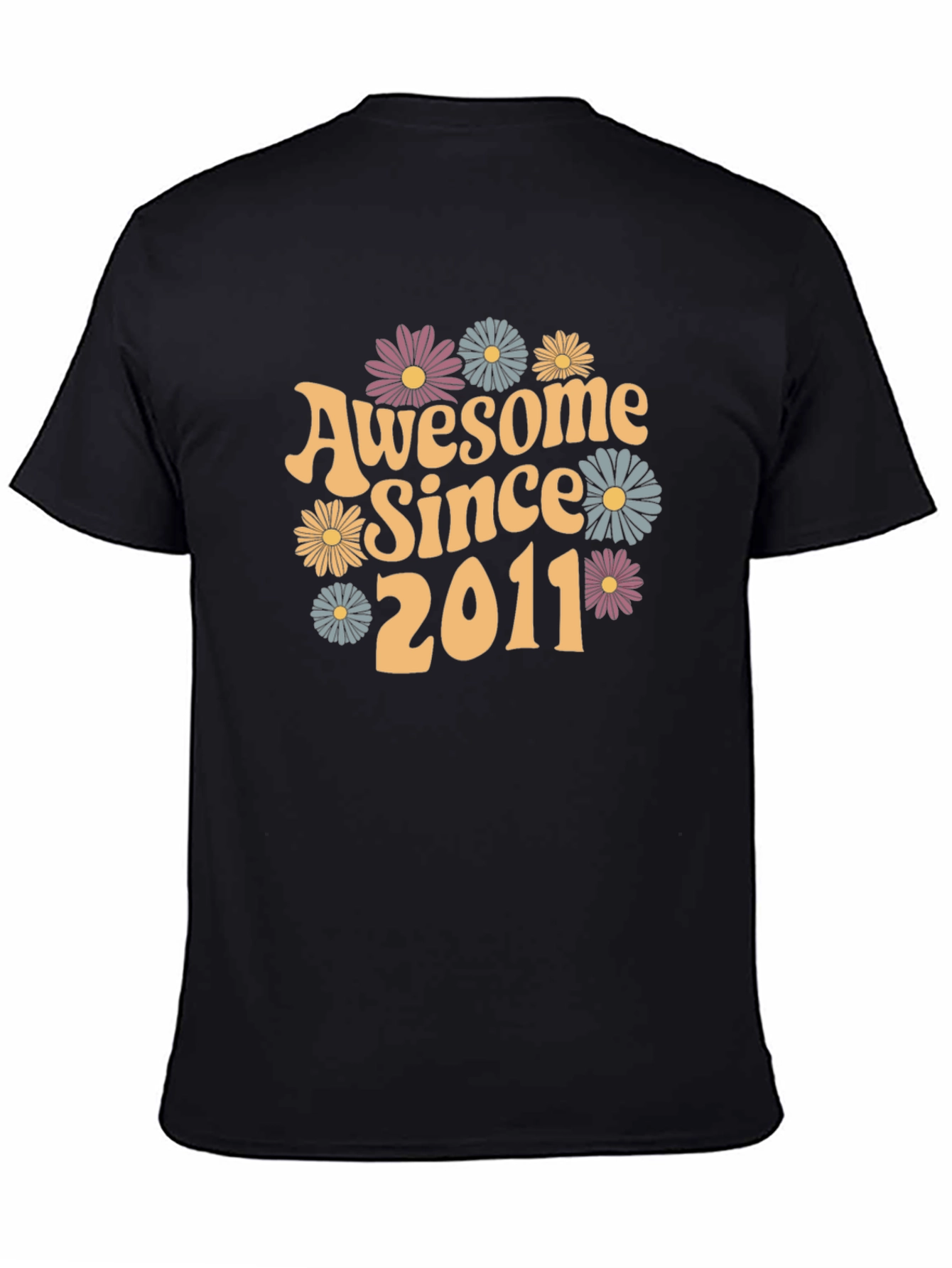 Black Awesome Since 2011 Floral T-Shirt view 4