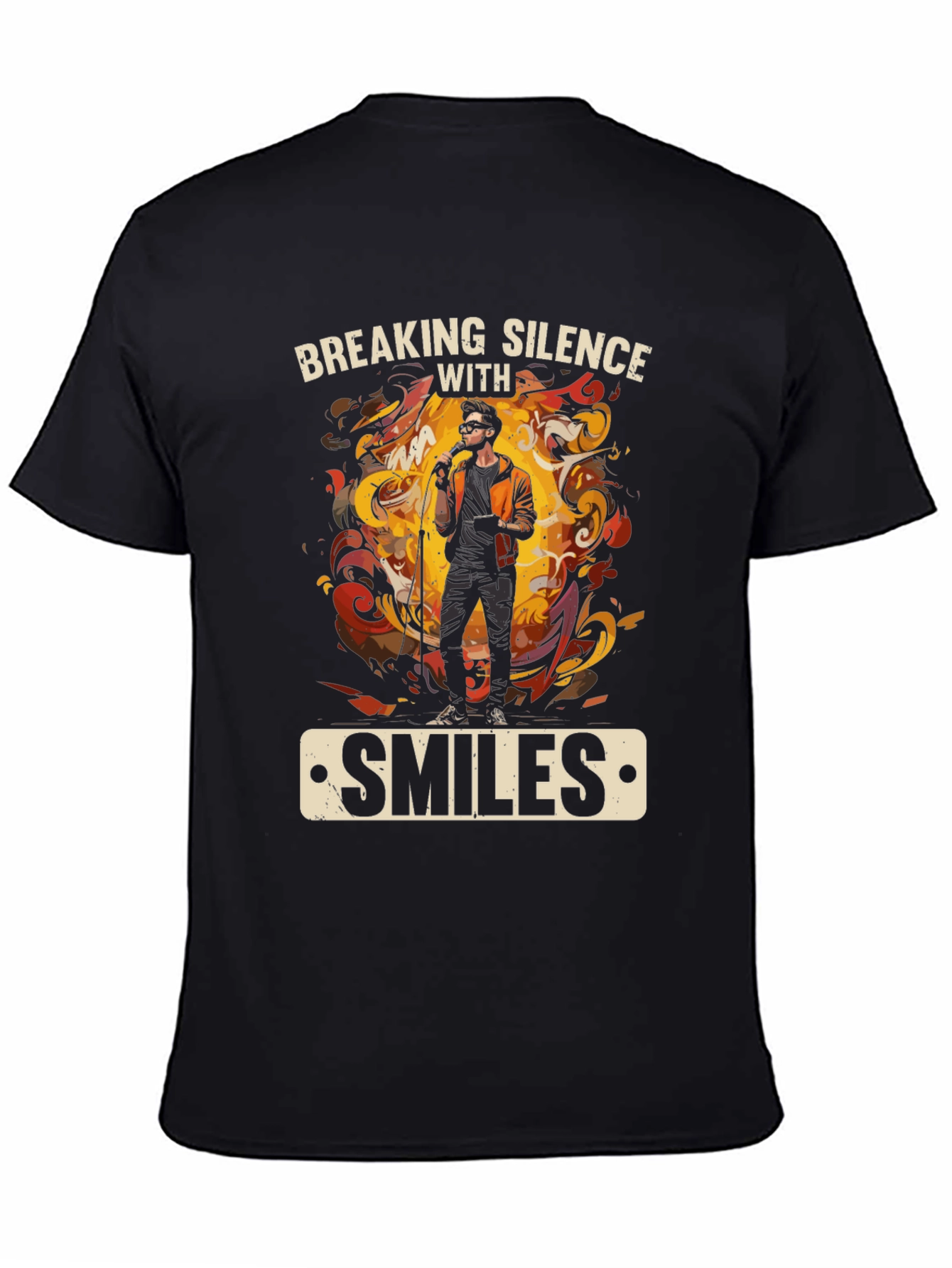 Black Breaking Silence With Smiles Graphic Tee view 4