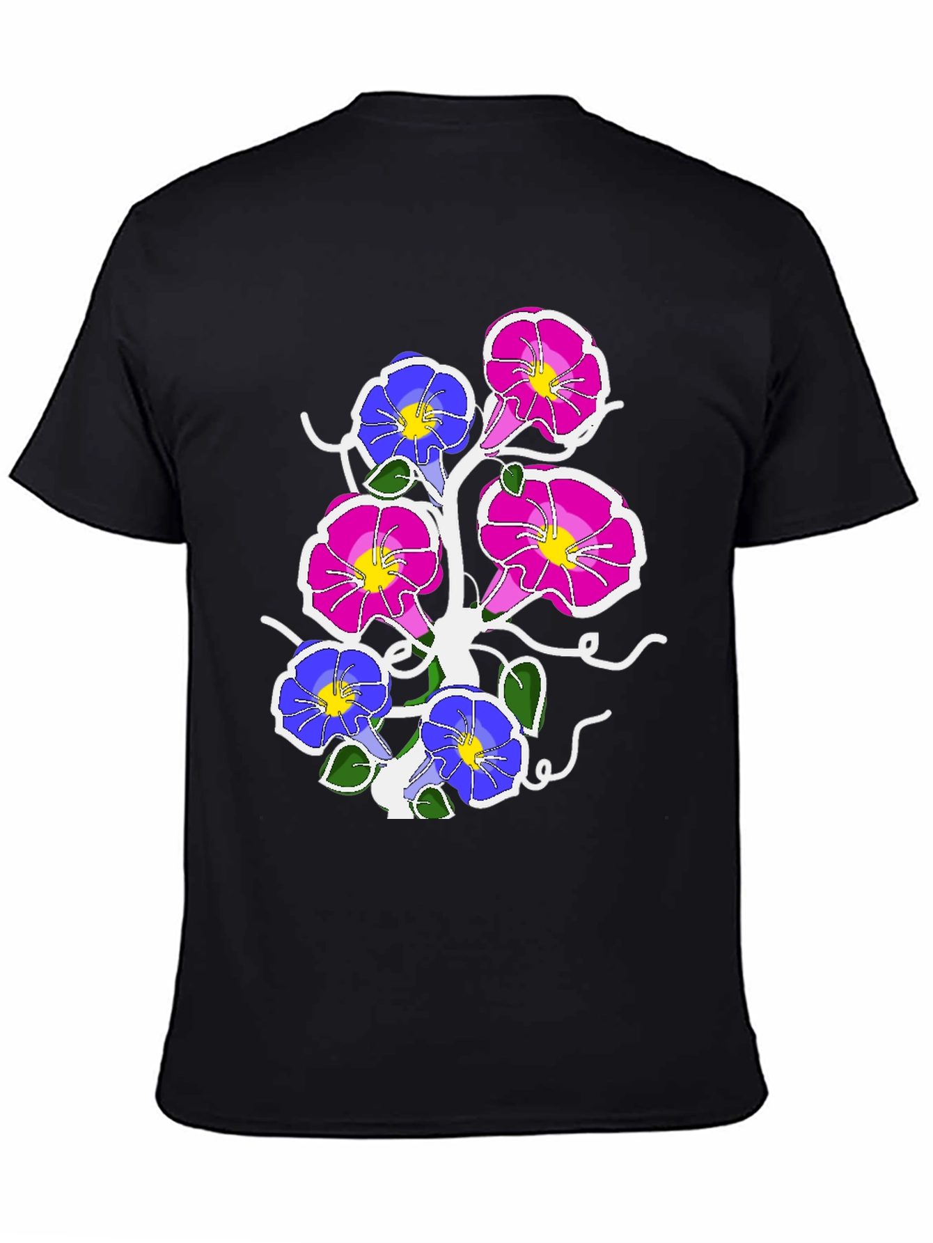 Black Floral Graphic Print Tee - Men's Black T-Shirt view 4