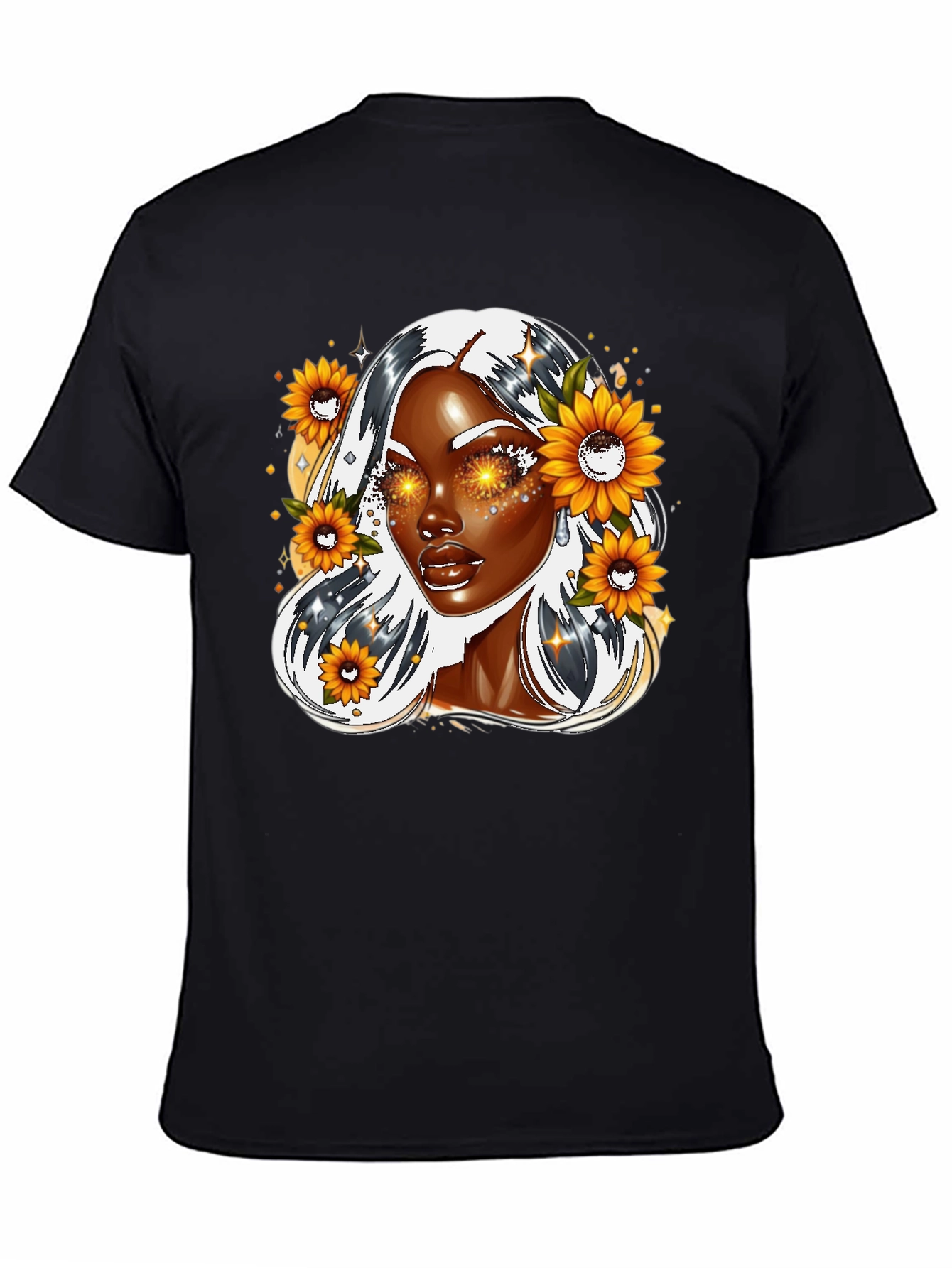 Black Sunflower Goddess Graphic Tee - Black view 4