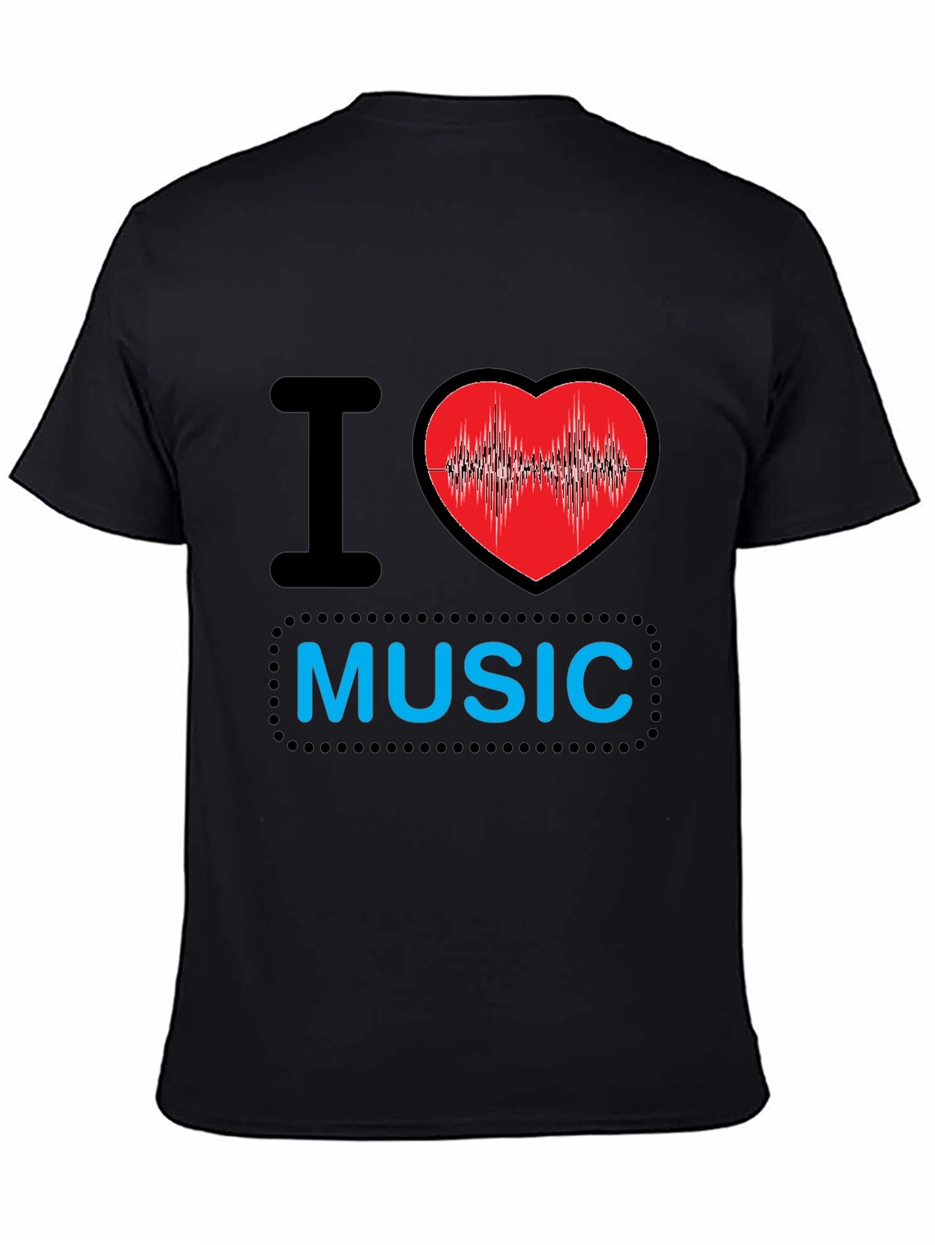 Black I Heart Music Black T-Shirt view 4