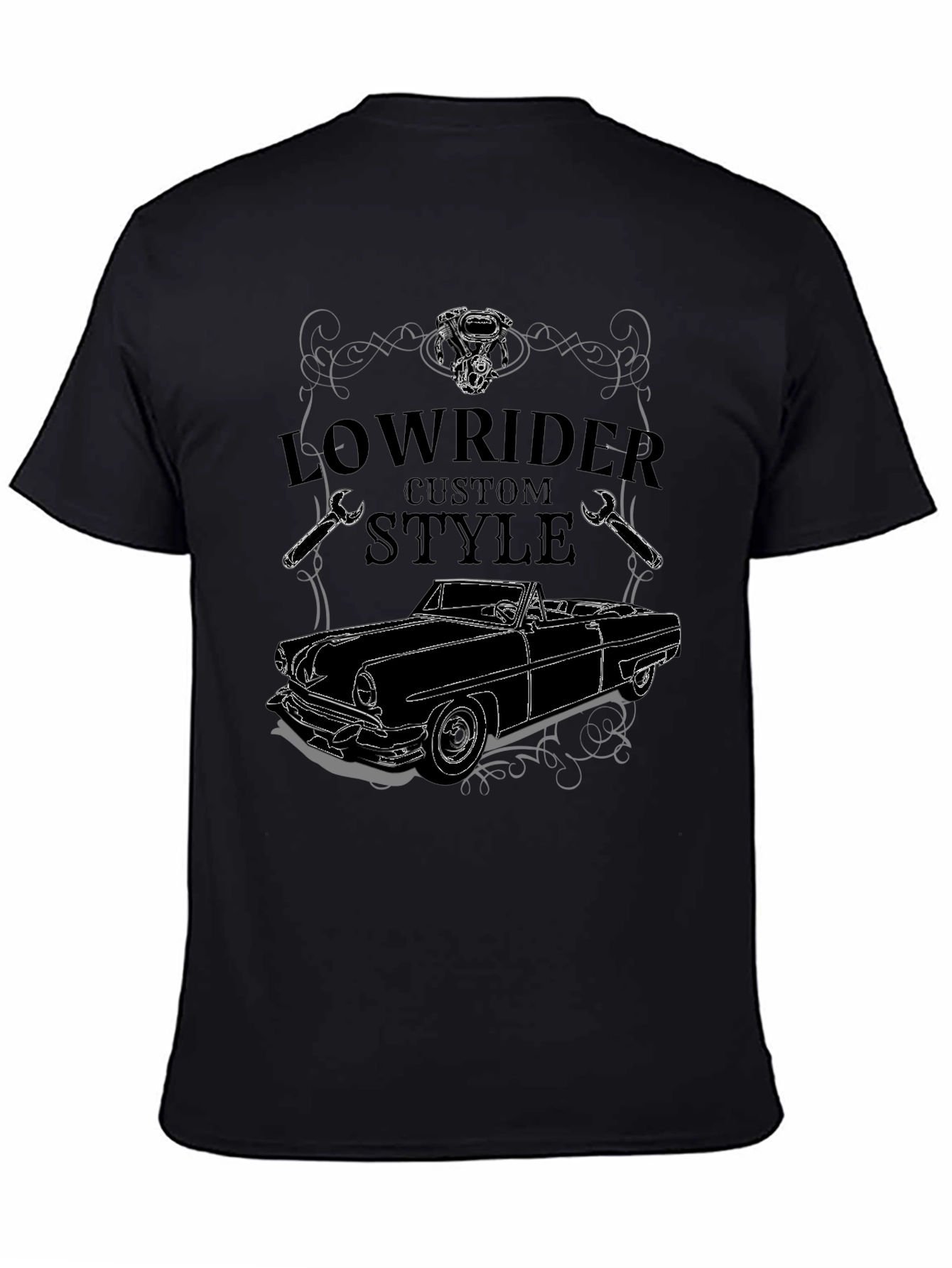 Black Lowrider Custom Style T-Shirt - Car Design view 4