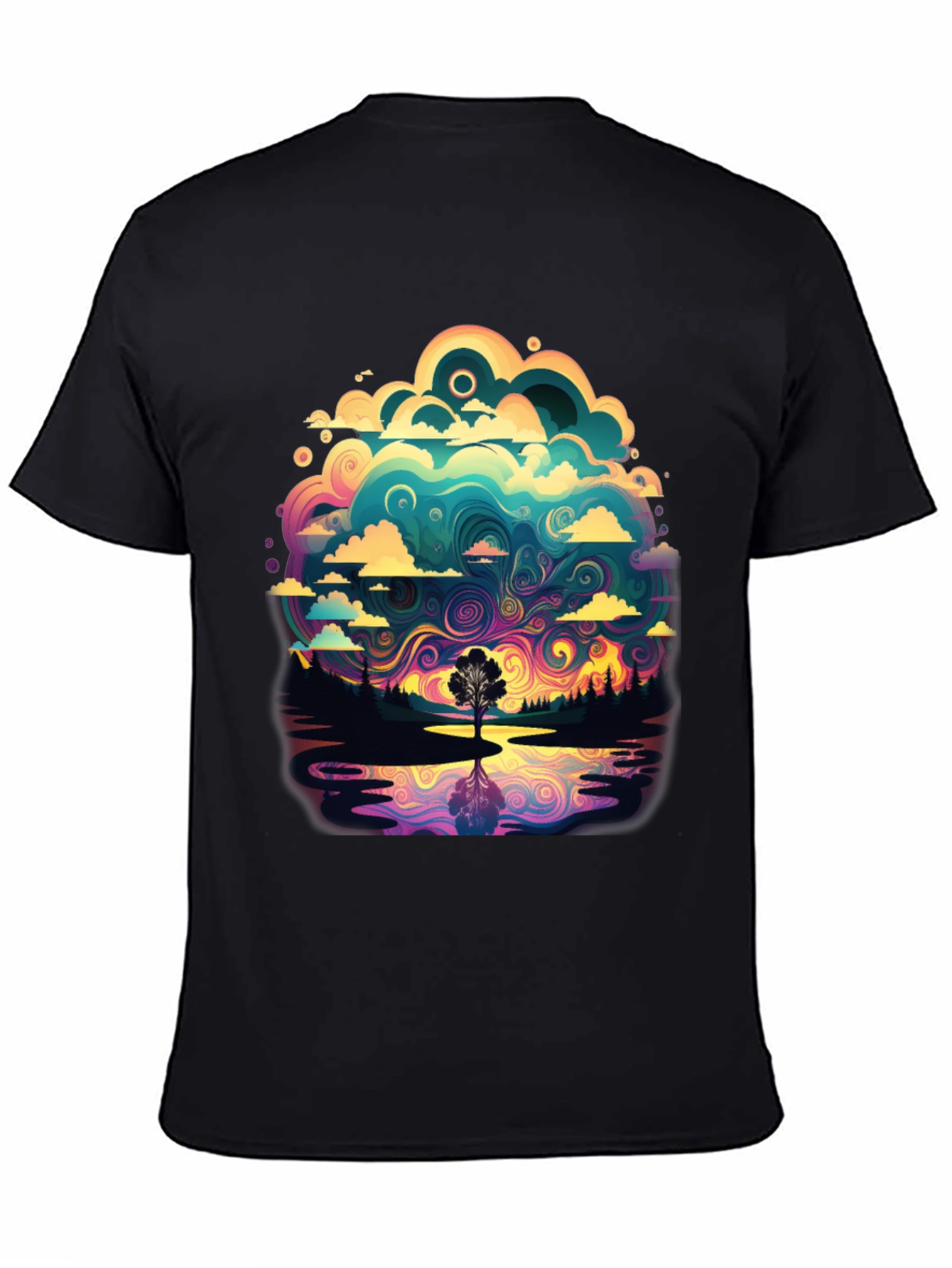 Black Vivid Psychedelic Nature T-Shirt view 4