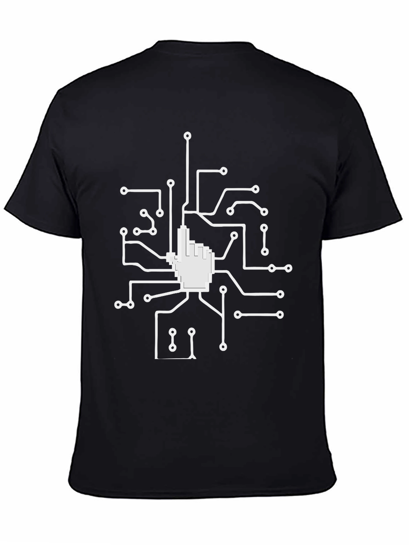 Black Circuit Hand Black T-Shirt - Geek Style view 4