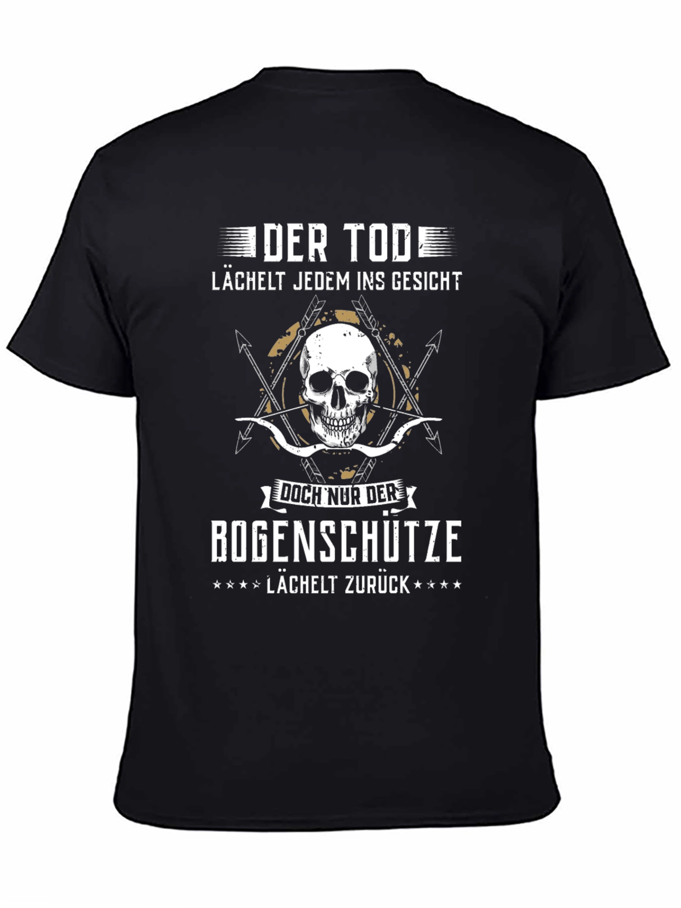 Black Der Tod Bogenschütze T-Shirt: Death Smiles Back view 4