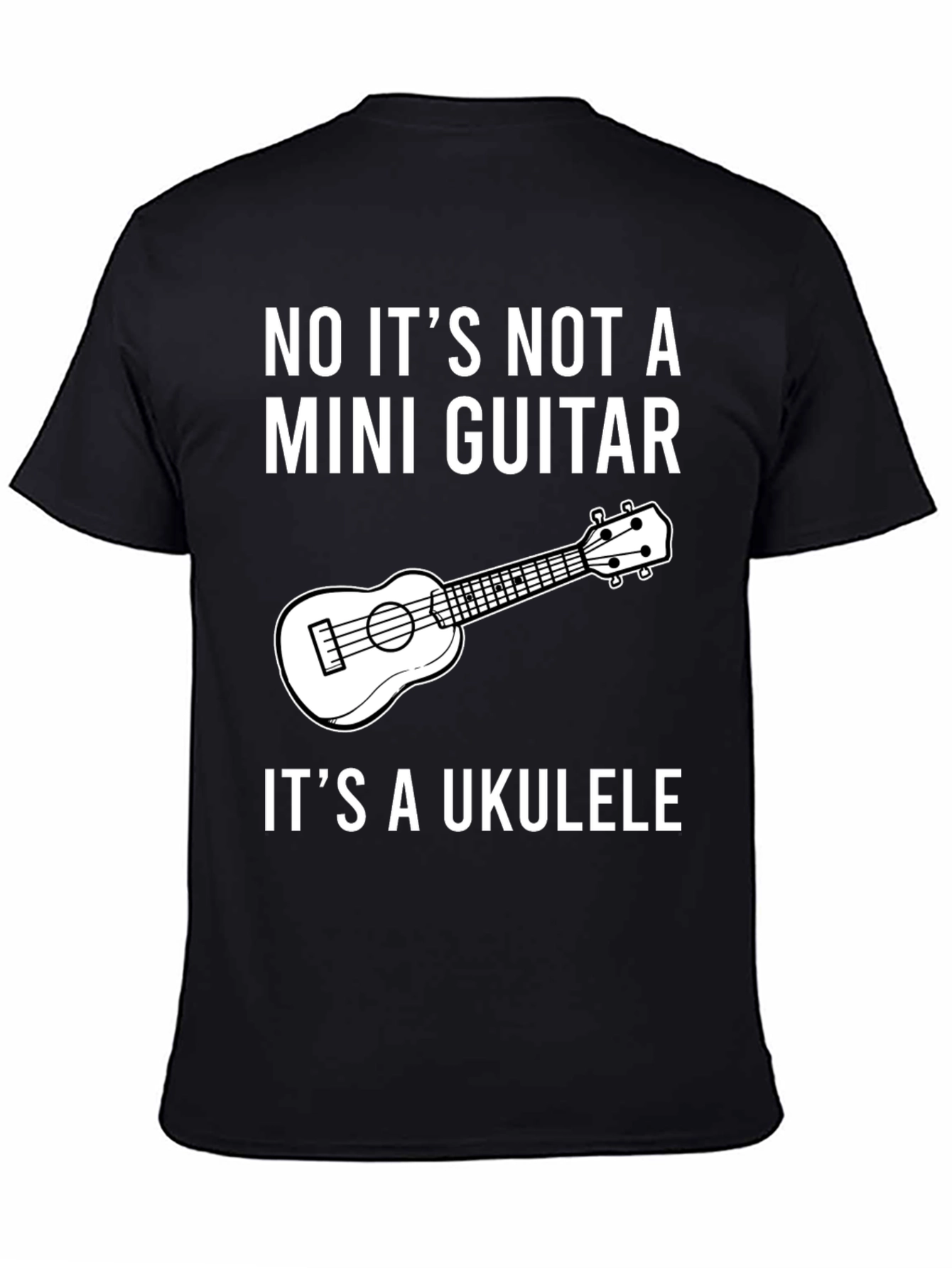 Black Ukulele Humor T-Shirt: Not a Mini Guitar! view 4