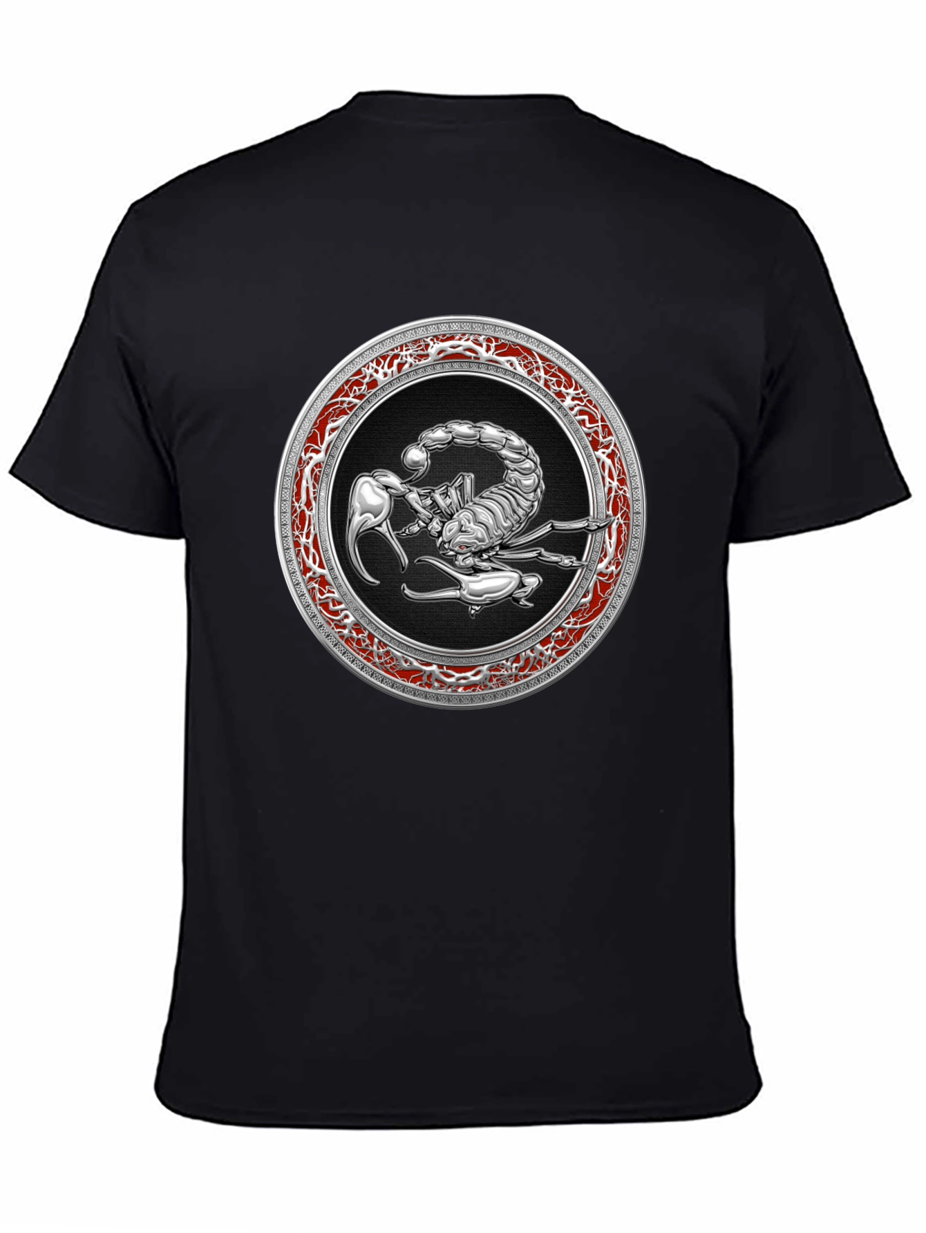Black Scorpion Graphic Tee - Bold Silver Zodiac Design view 4