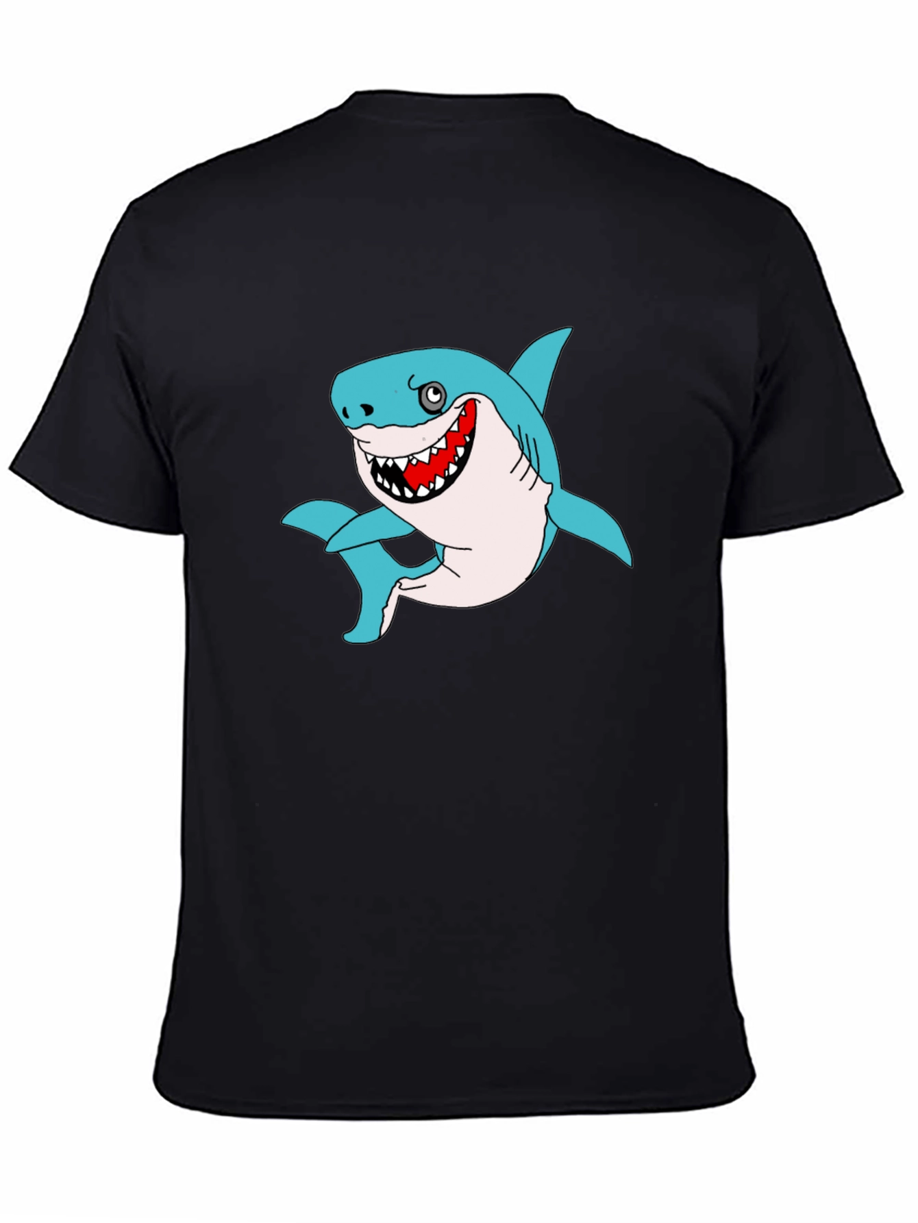 Black Funny Shark Graphic Black T-Shirt view 4