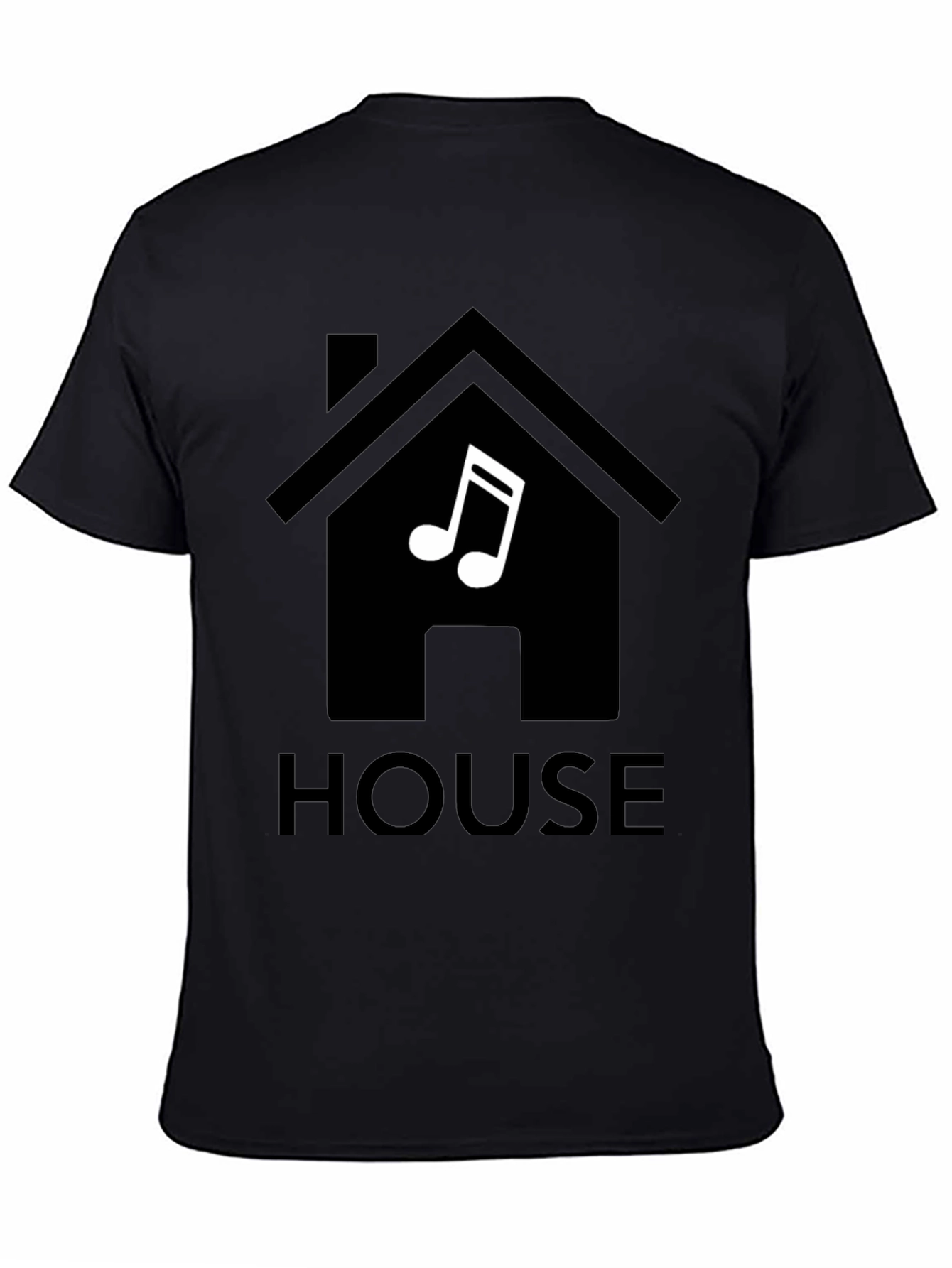 Black House Music T-Shirt, Black, Minimalist Design view 4