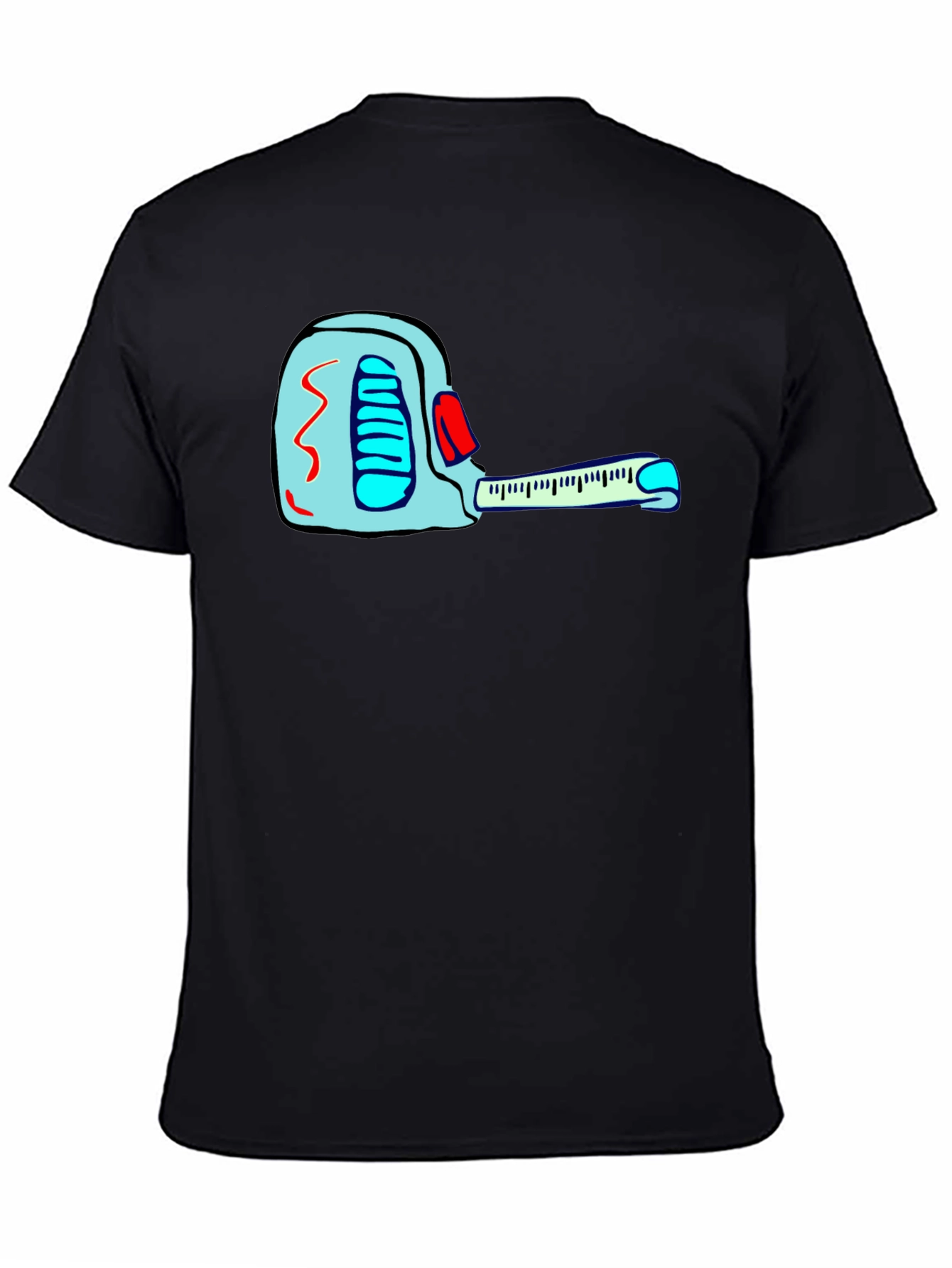 Black Cartoon Tape Measure Black T-Shirt view 4