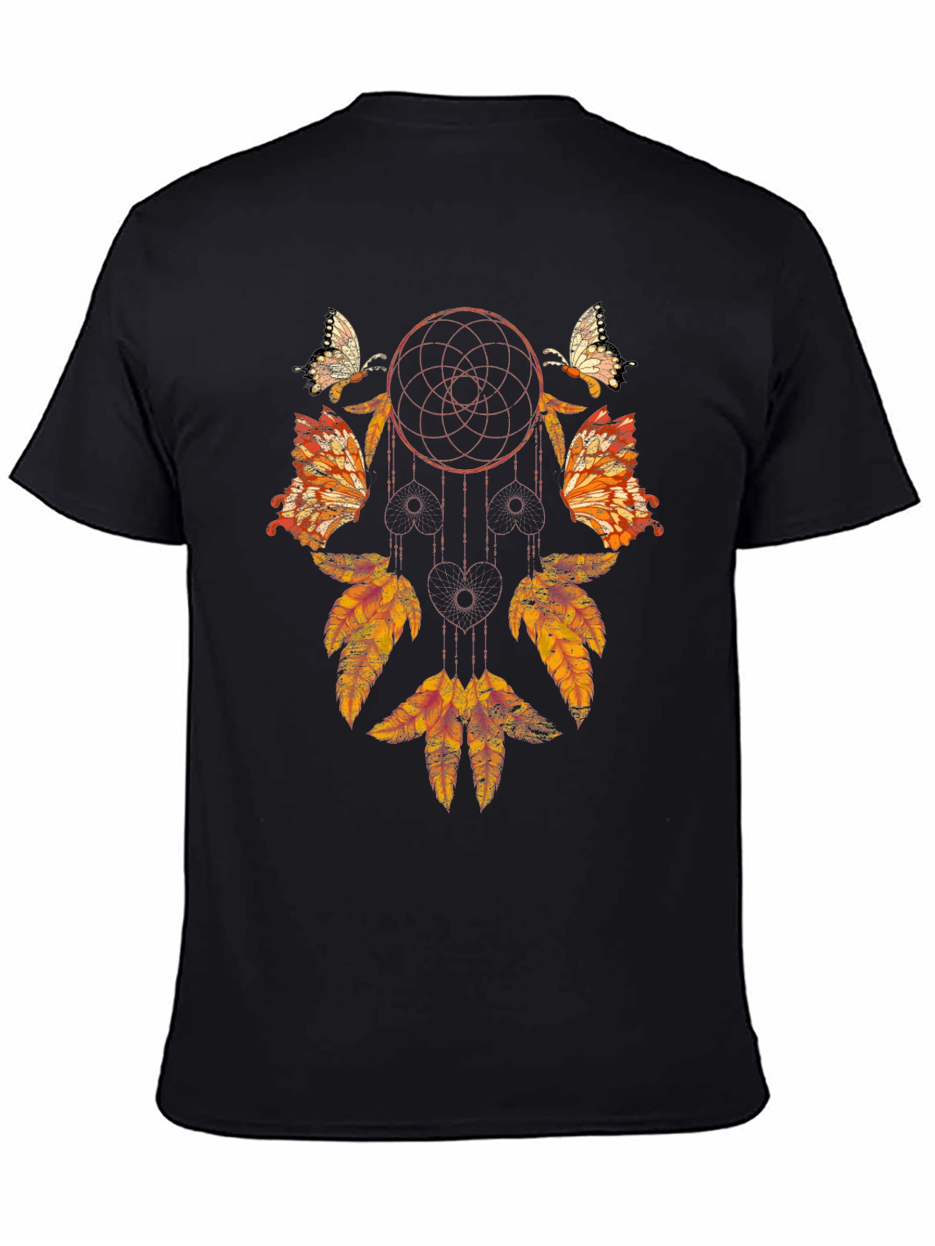 Black Dreamcatcher Butterfly Graphic Tee - Stylish Black Shirt view 4