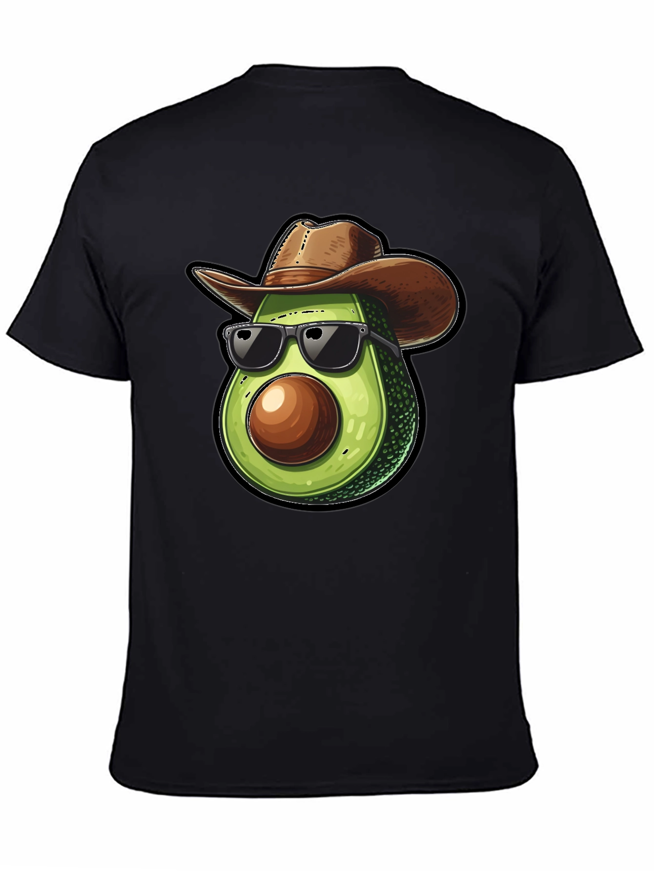 Black Cool Avocado Cowboy Black T-Shirt view 4