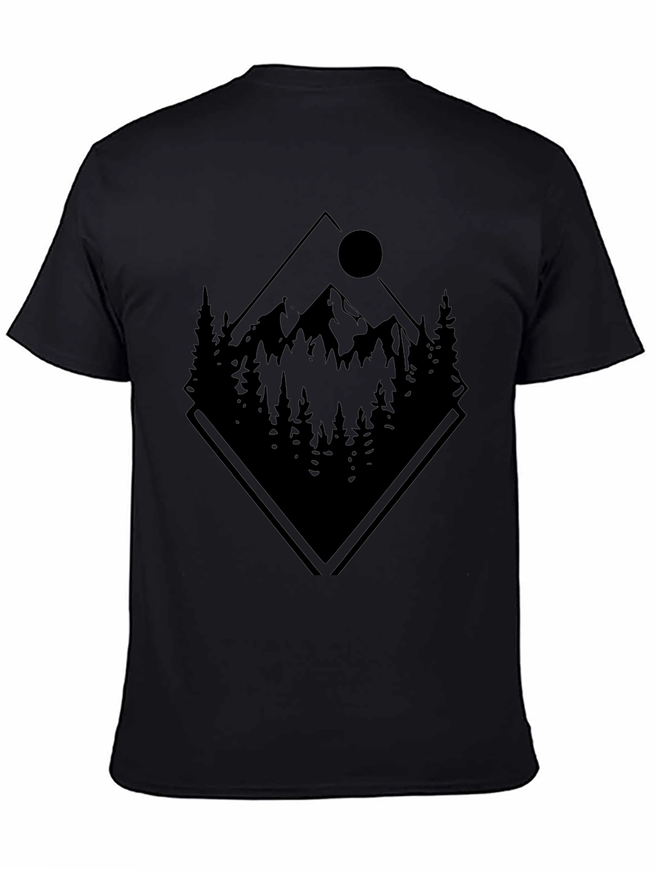 Black Mountain Scene Graphic T-Shirt - Black view 4
