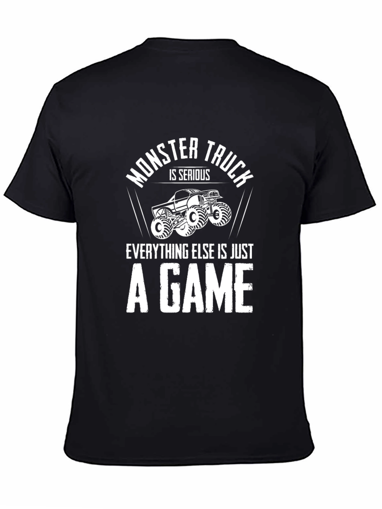 Black Monster Truck Serious Game Graphic Tee - Black view 4