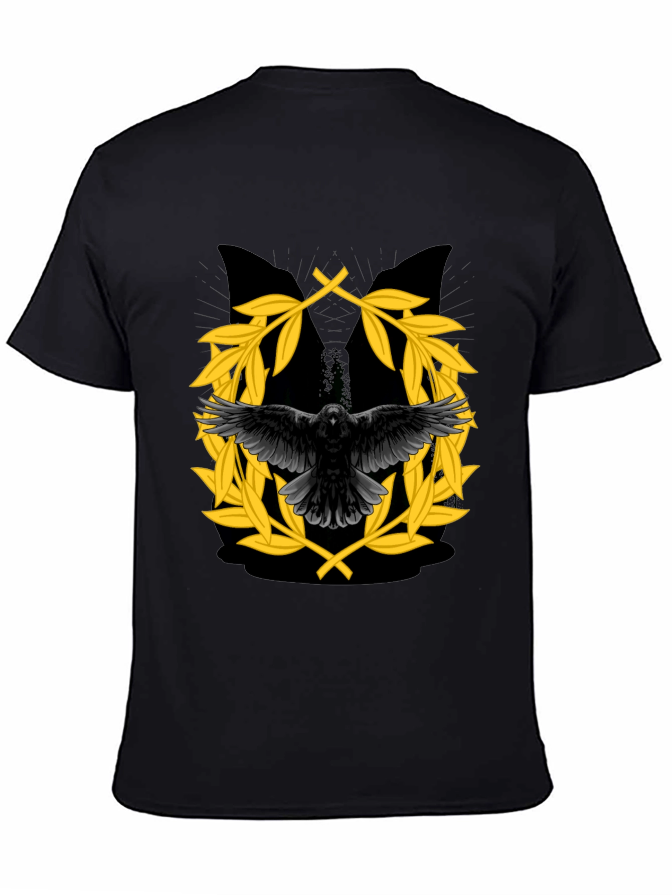 Black Raven & Laurel Wreath Graphic T-Shirt view 4