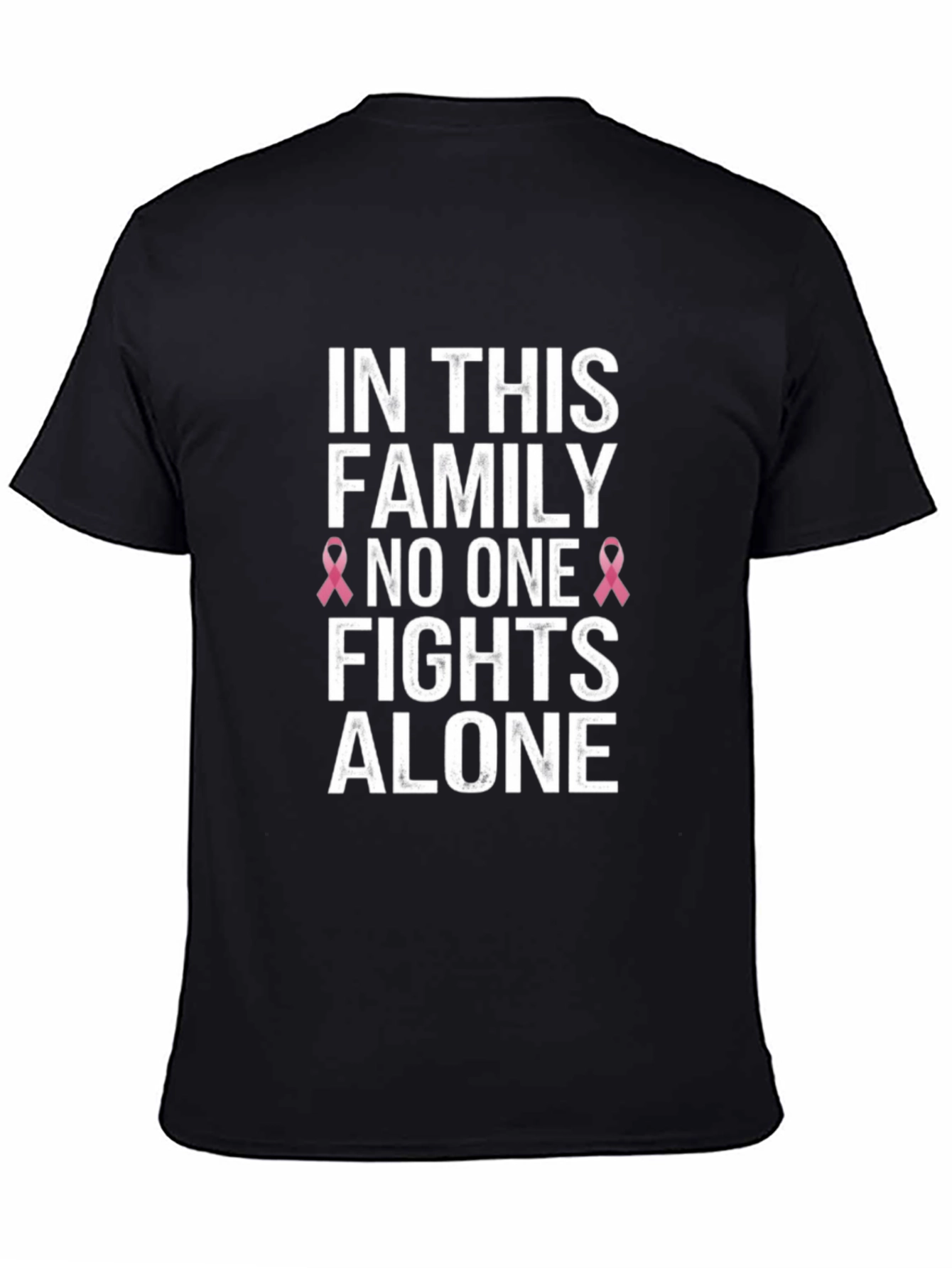 Black Breast Cancer Awareness T-Shirt - "No One Fights Alone" view 4