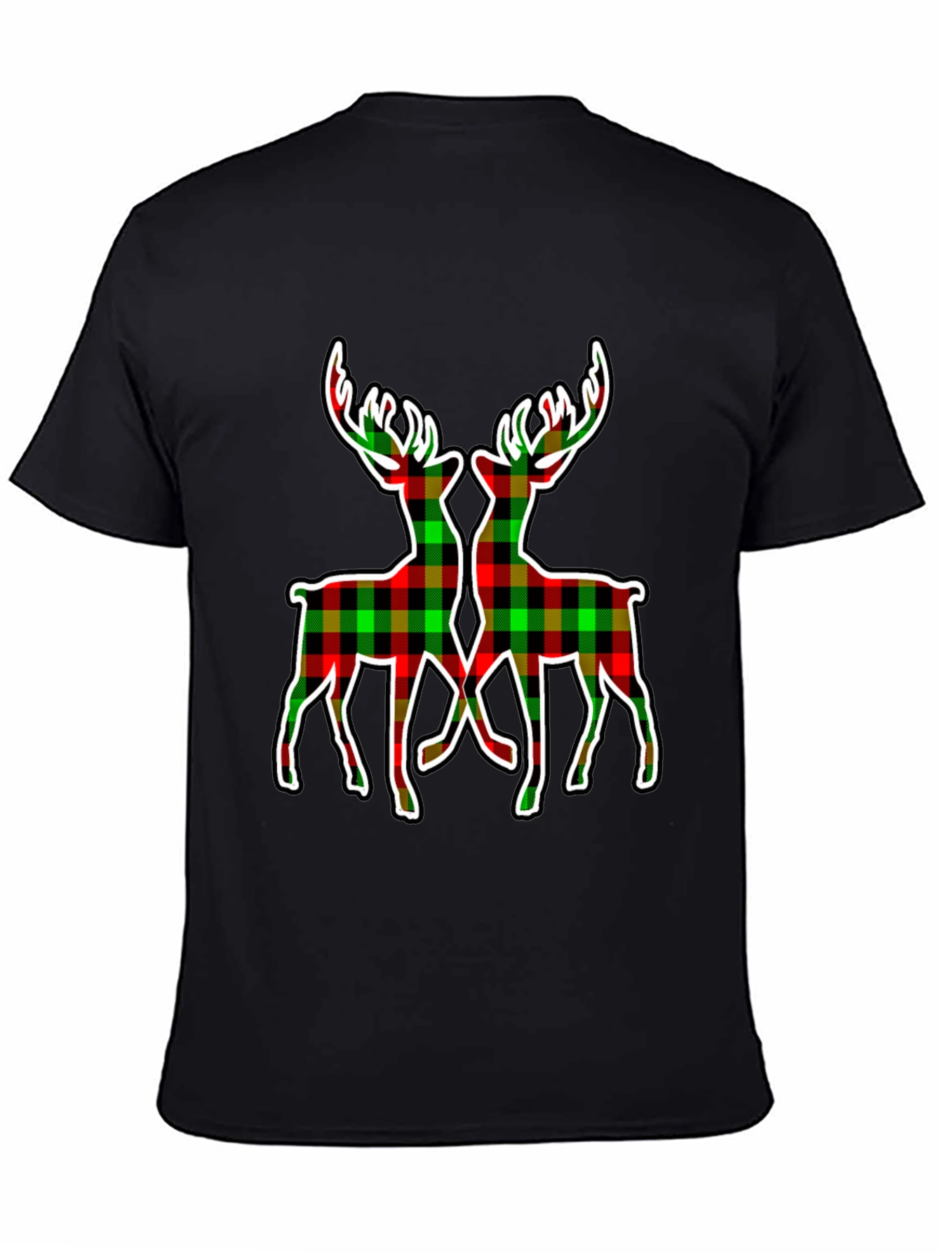 Black Plaid Deer Graphic Tee - Holiday Style view 4