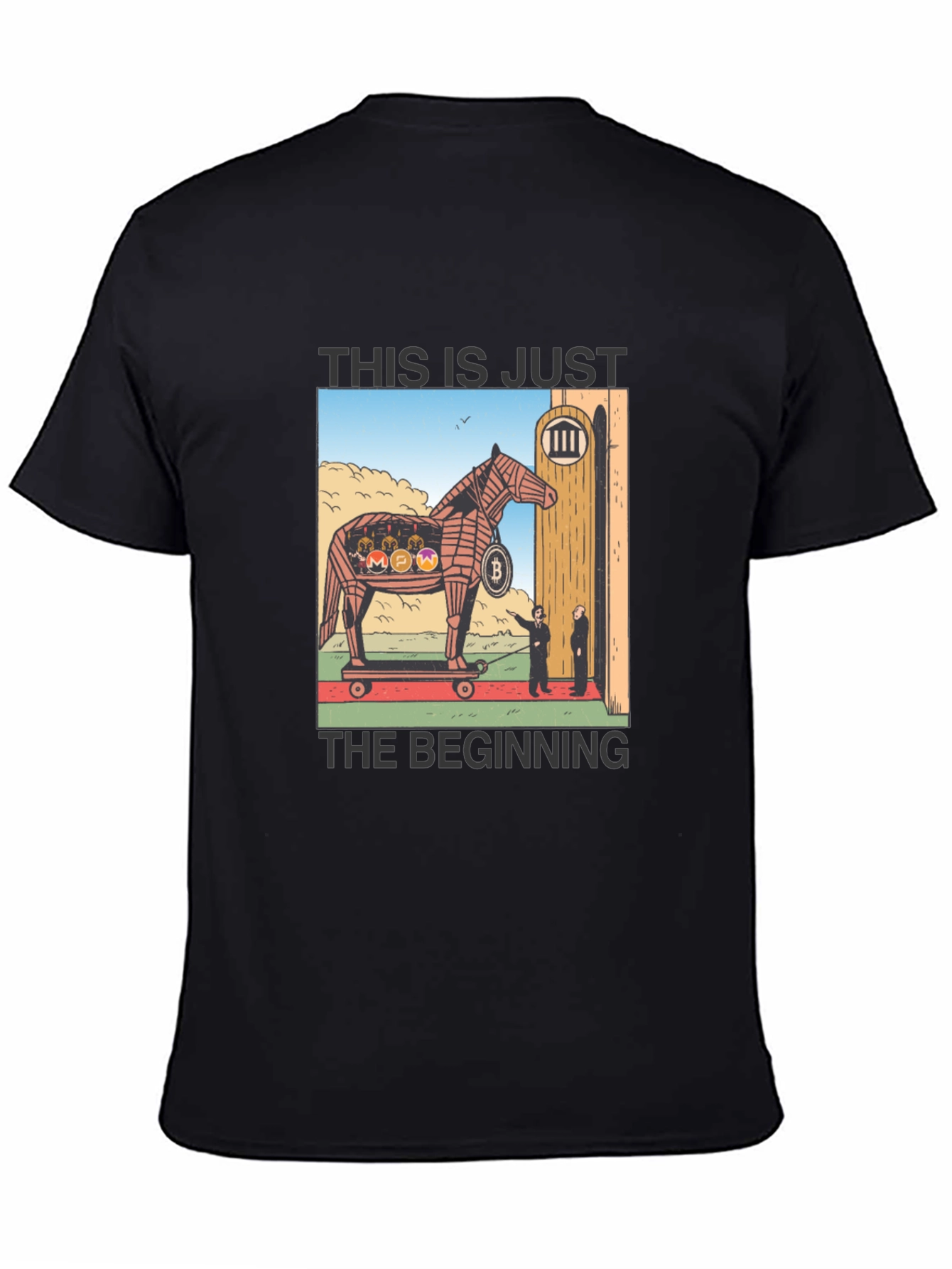 Black Crypto Trojan Horse T-Shirt - Bitcoin & Altcoins view 4