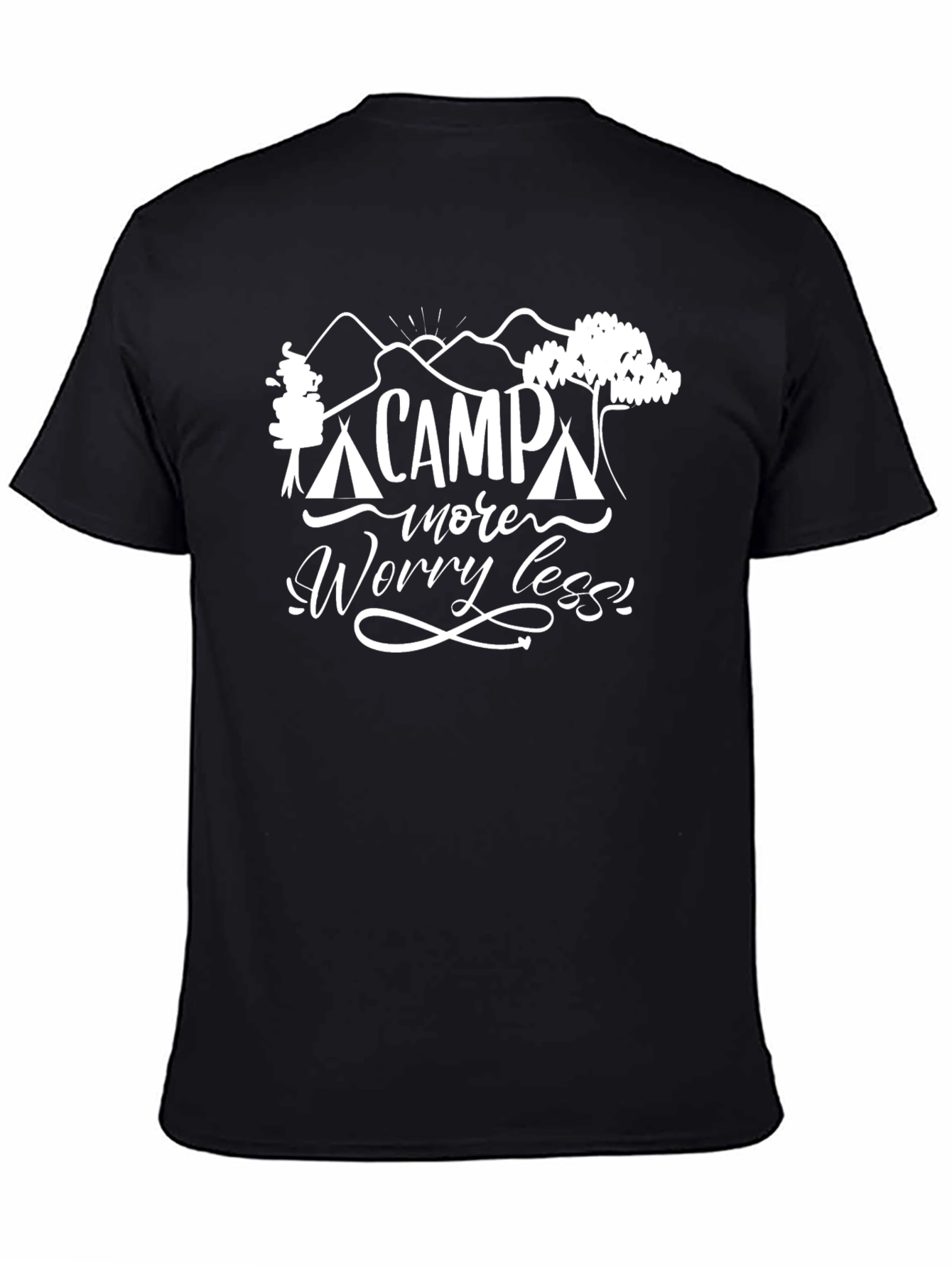 Black Camp More Worry Less Graphic T-Shirt - Black view 4