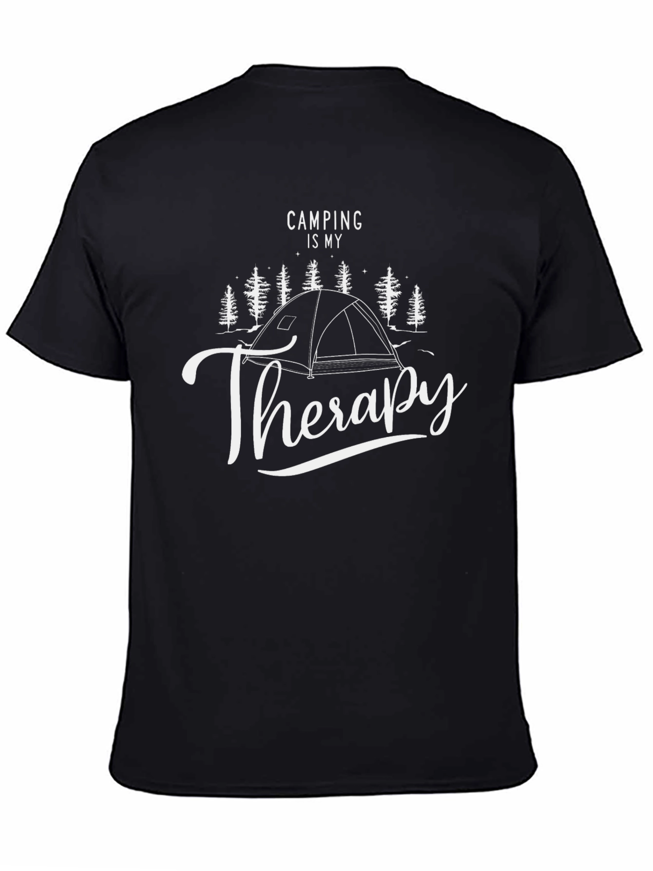 Black Camping is My Therapy Graphic Tee - Black Cotton T-Shirt view 4