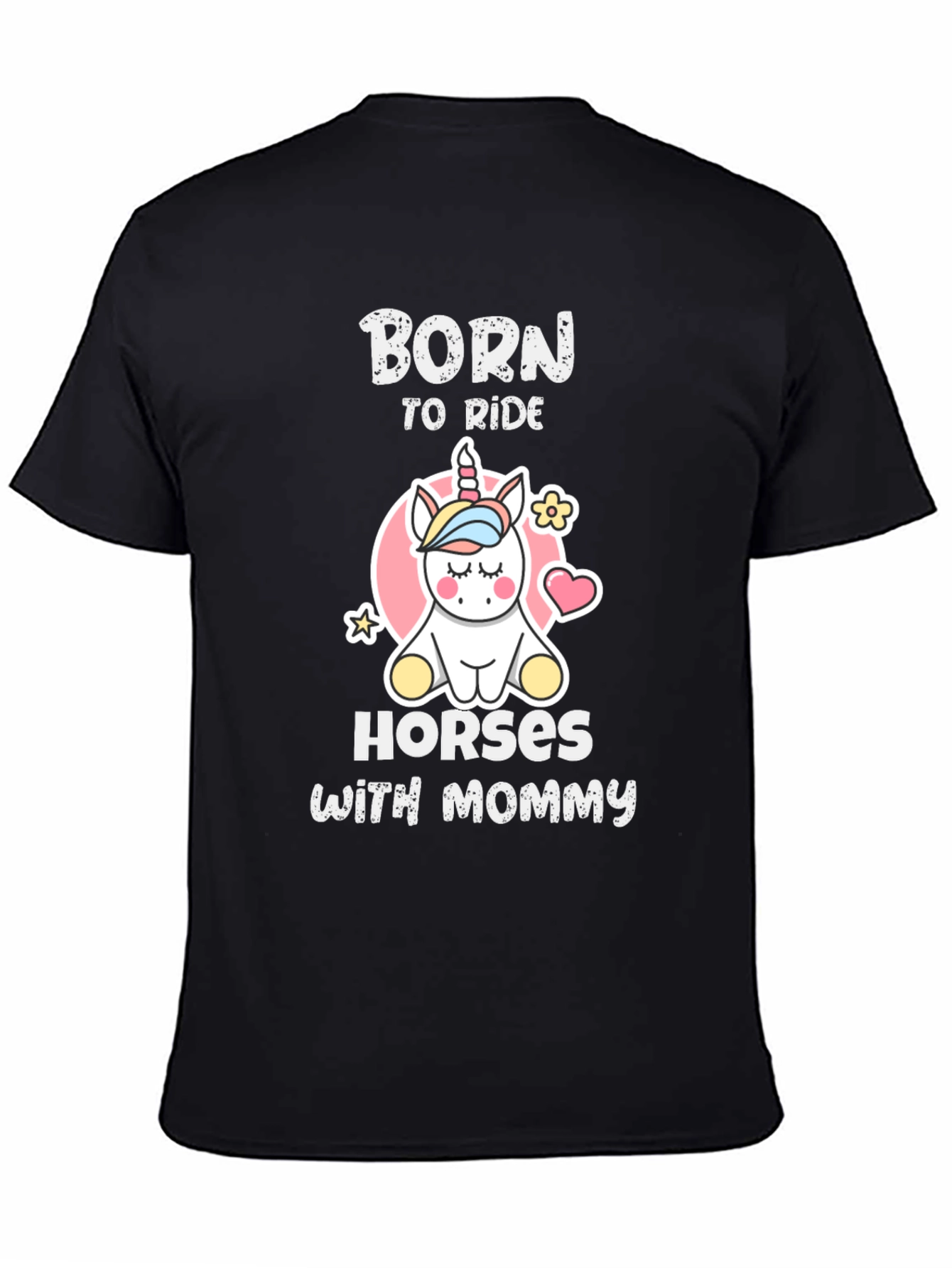 Black Born To Ride Horses With Mommy T-Shirt view 4