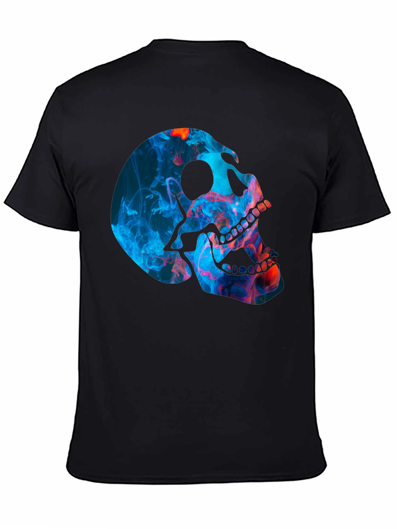 Black Smoky Skull Graphic T-Shirt - Black view 4
