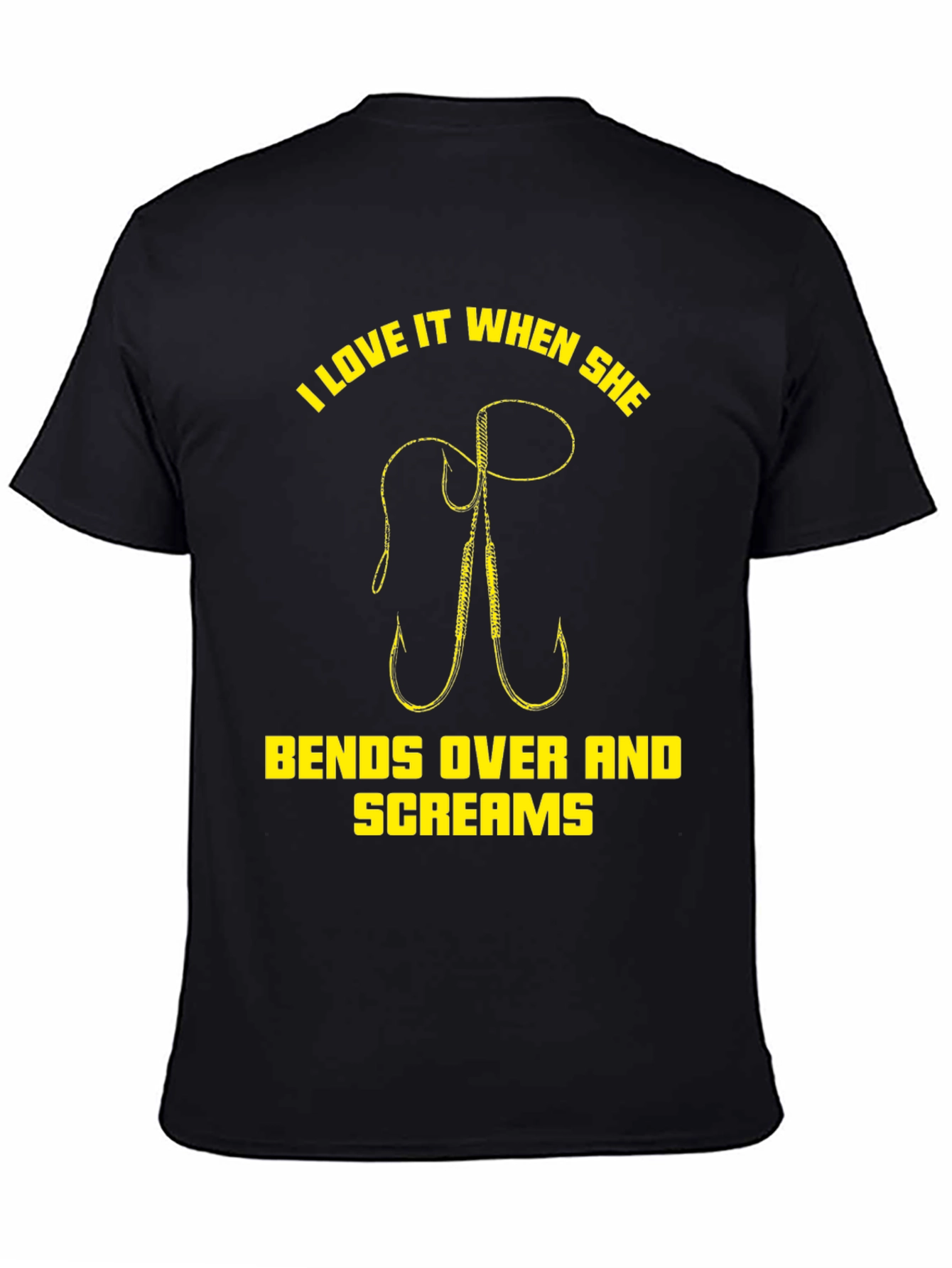 Black I Love It When She Bends Over Fishing T-Shirt view 4