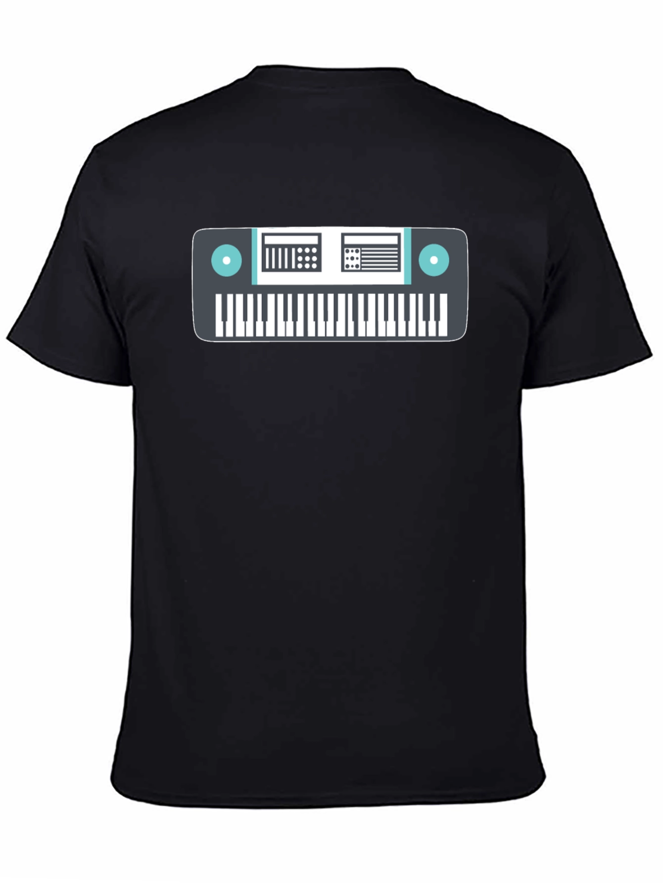 Black Keyboard Graphic Tee - Music Lover's Black T-Shirt view 4