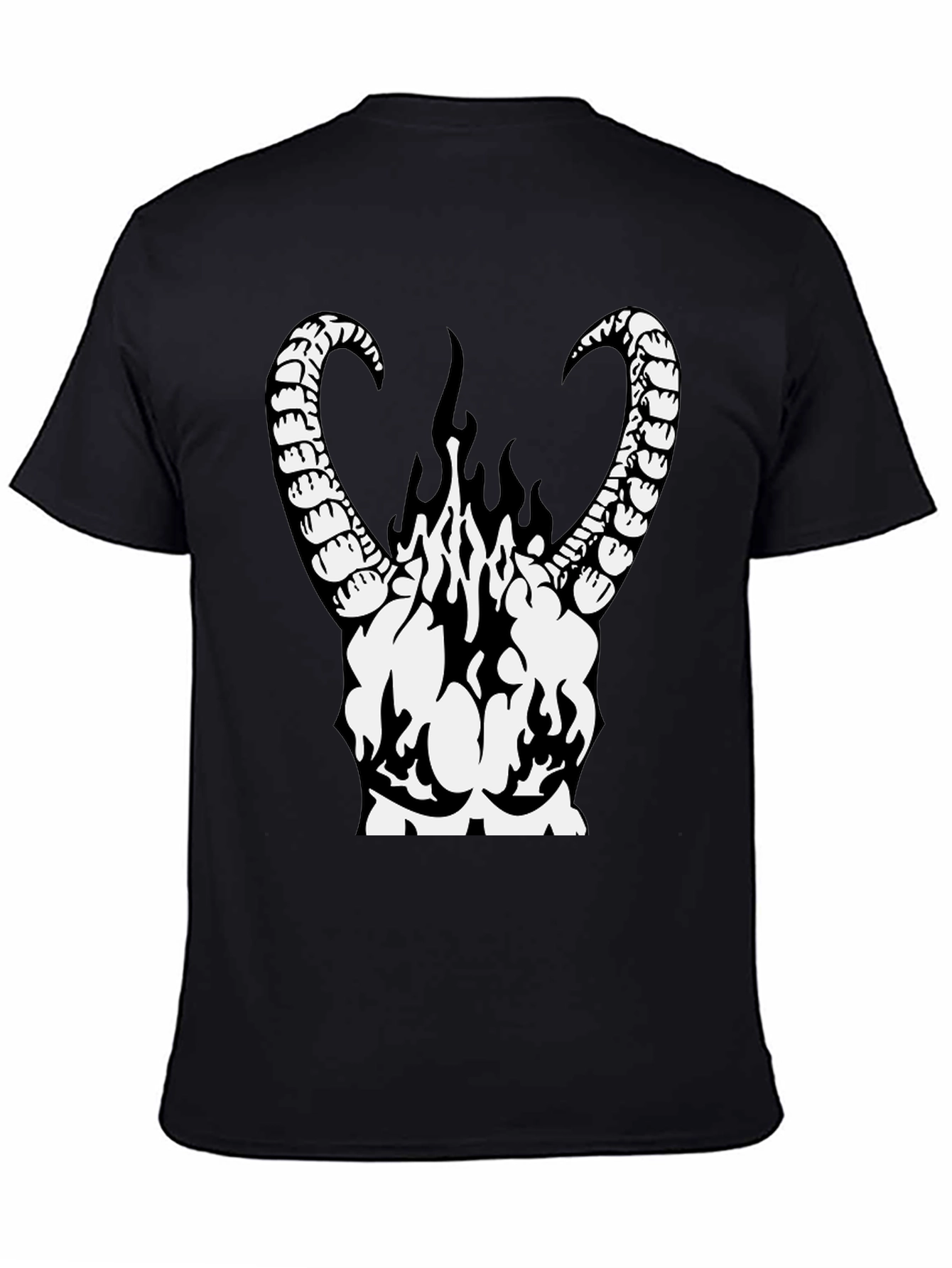 Black Infernal Horns Graphic T-Shirt - Black Cotton Tee view 4