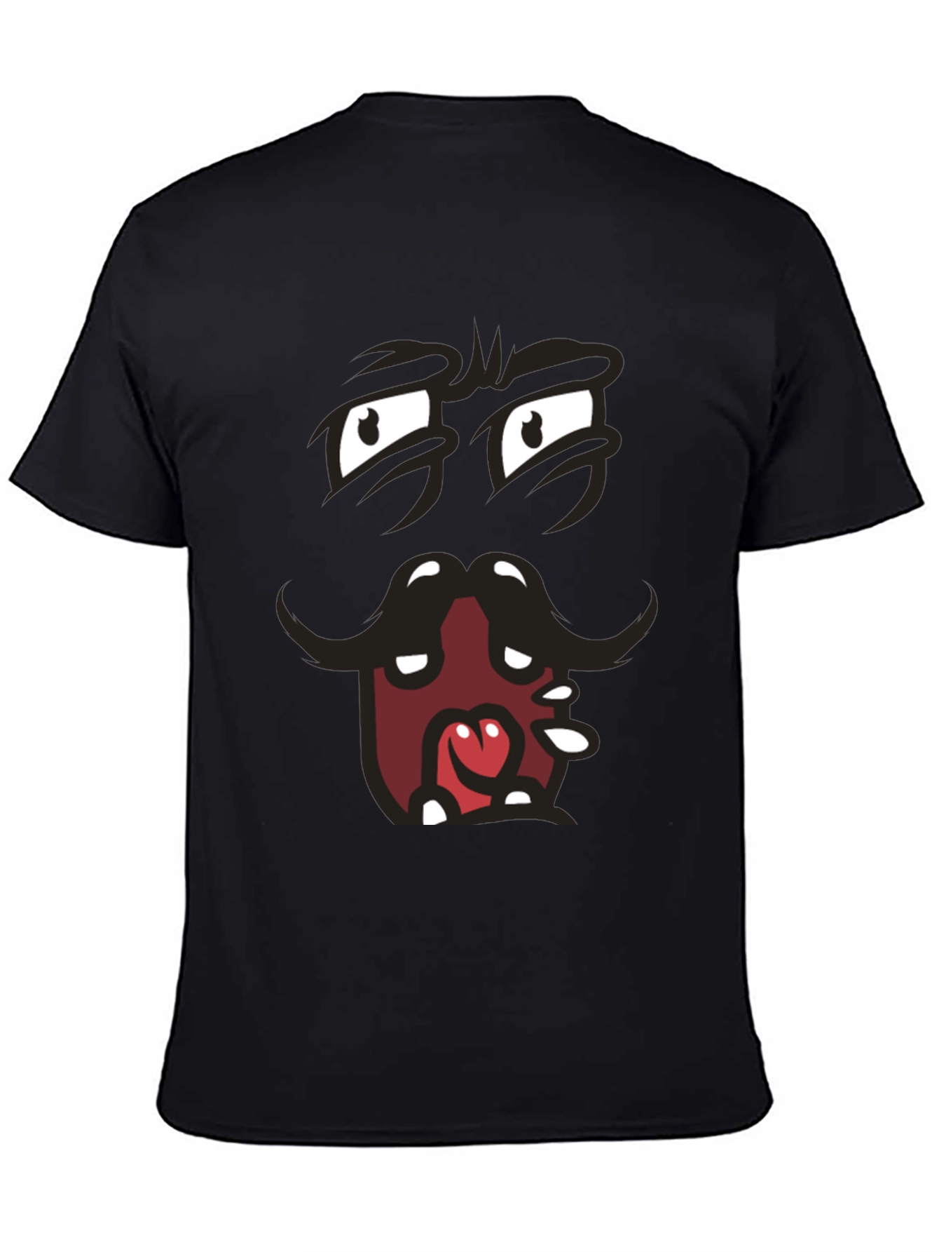 Black Funny Cartoon Face Graphic Black T-Shirt view 4