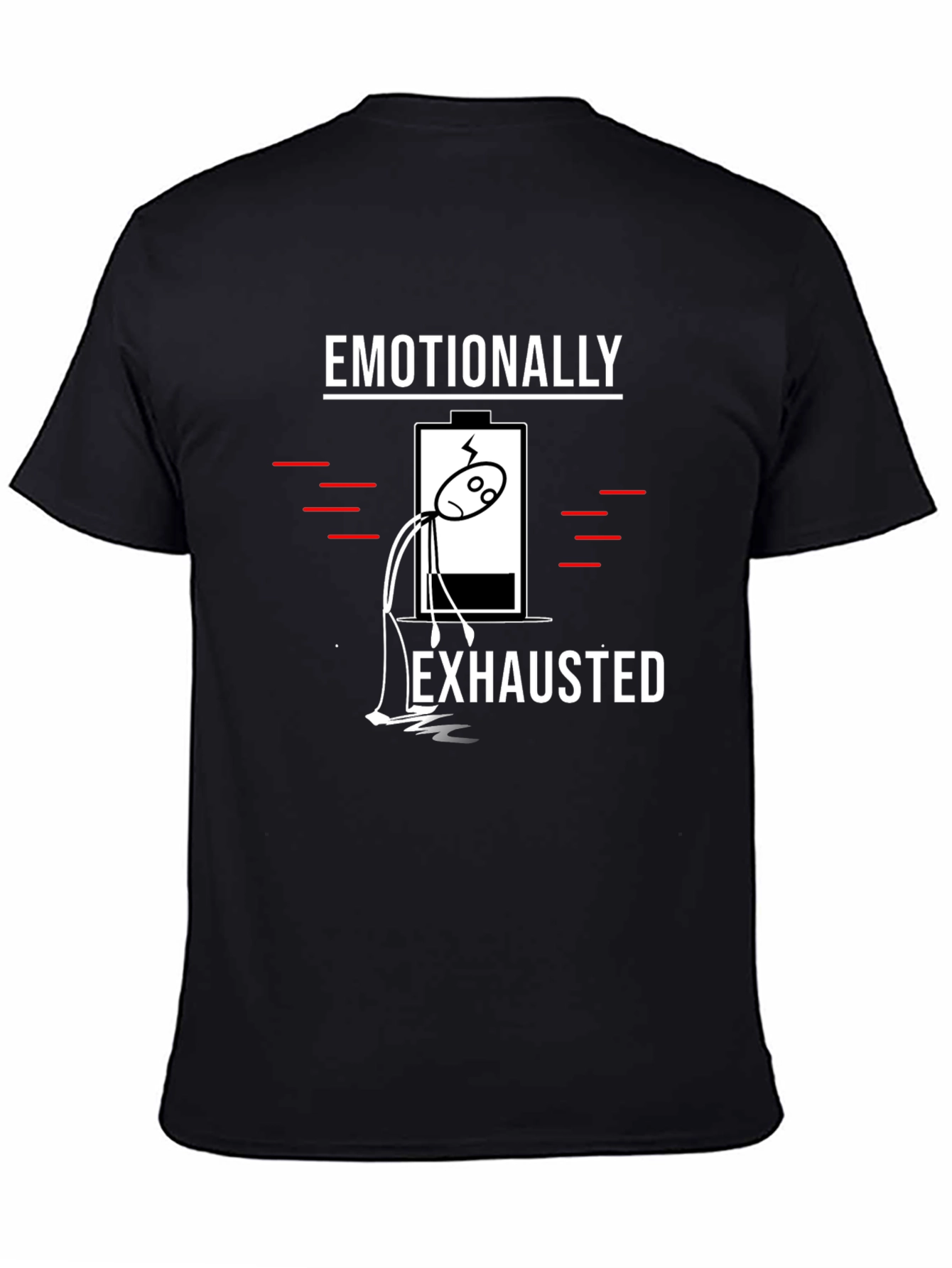 Black Emotionally Exhausted Graphic T-Shirt - Black view 4